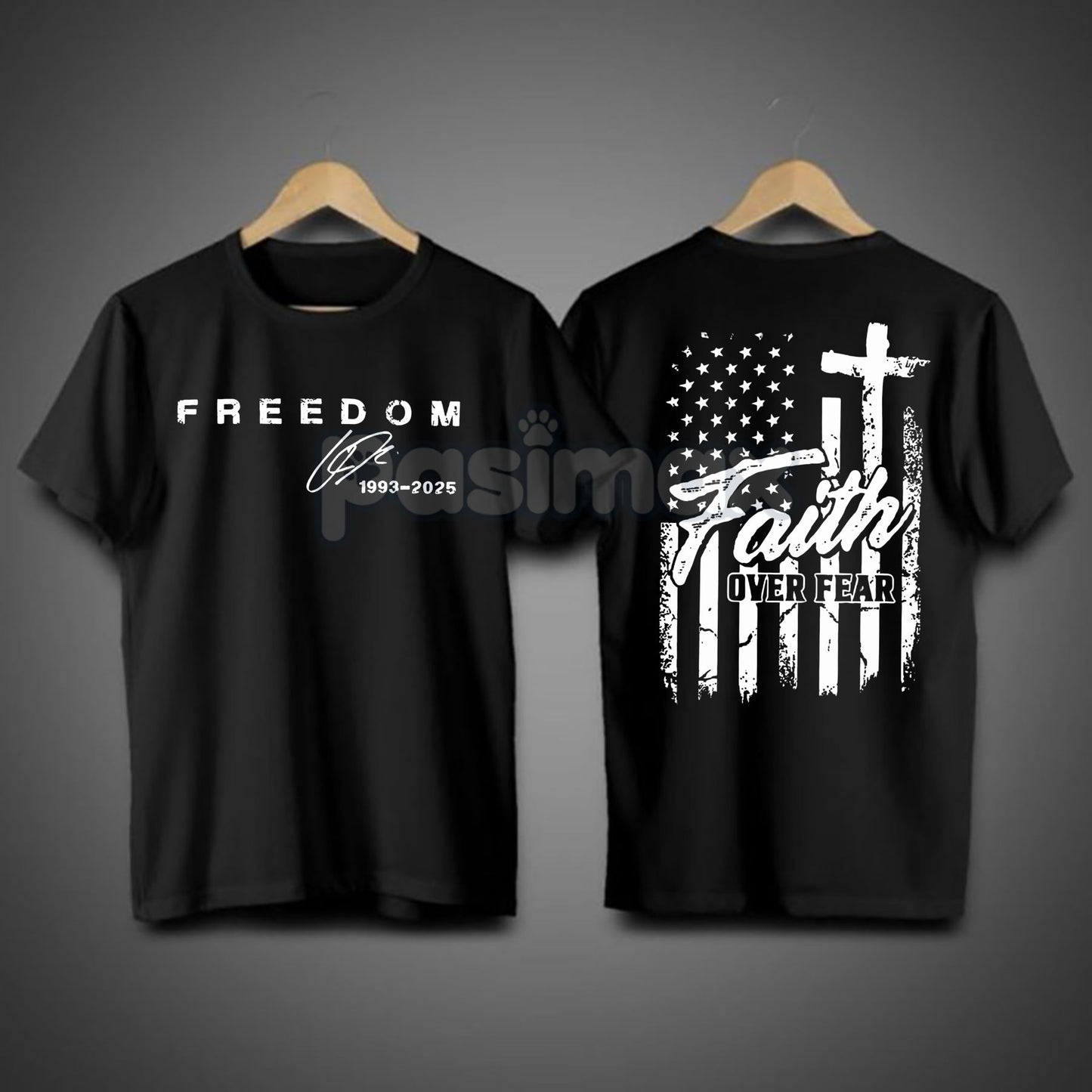 "Faith Over Fear" Freedom American Flag T-Shirt - We Wear Red On October Statement Tee, Patriotic Apparel
