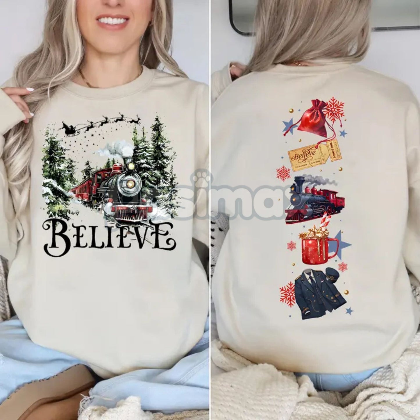 Polar Express 2 Sides Sweatshirt – Double-Sided Christmas Movie Crewneck