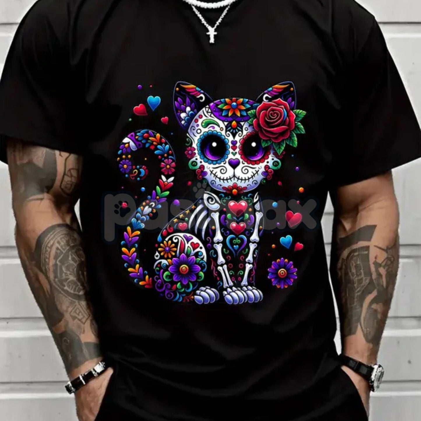 Catrina Sugar Skull T-Shirt - Día de Muertos / Cinco de Mayo Cat Tee, Unisex Vibrant Mexican Graphic Apparel