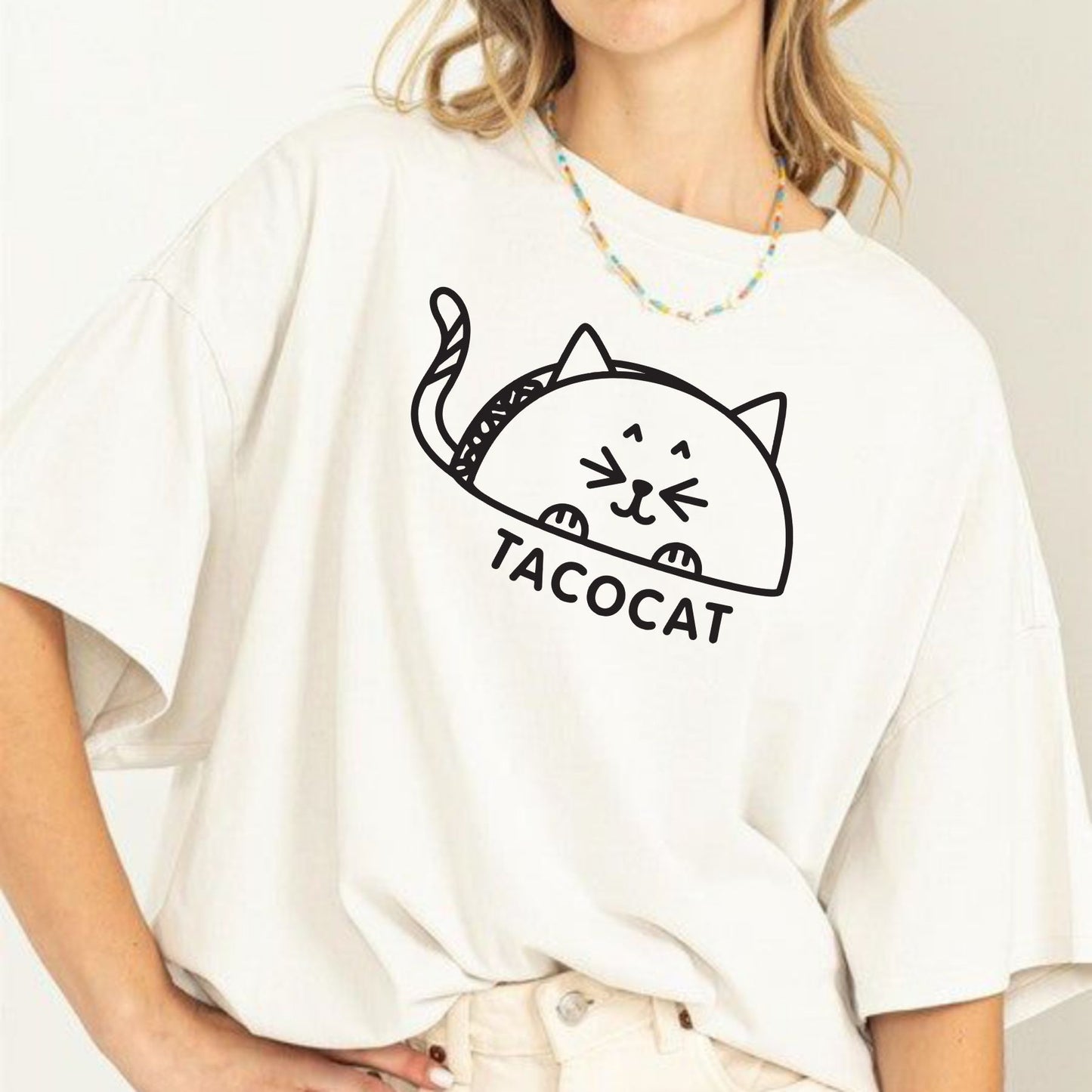 Funny Tacocat Tee - Cute Palindrome Cat Taco Shirt, Apparel for Food & Cat Lovers