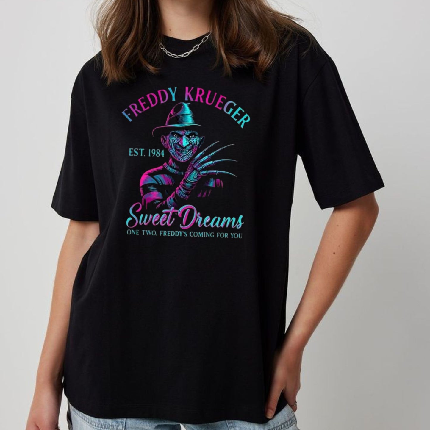 Halloween Neon Horror Characters Shirt - Glowing Horror T-Shirt, Spooky Neon Apparel