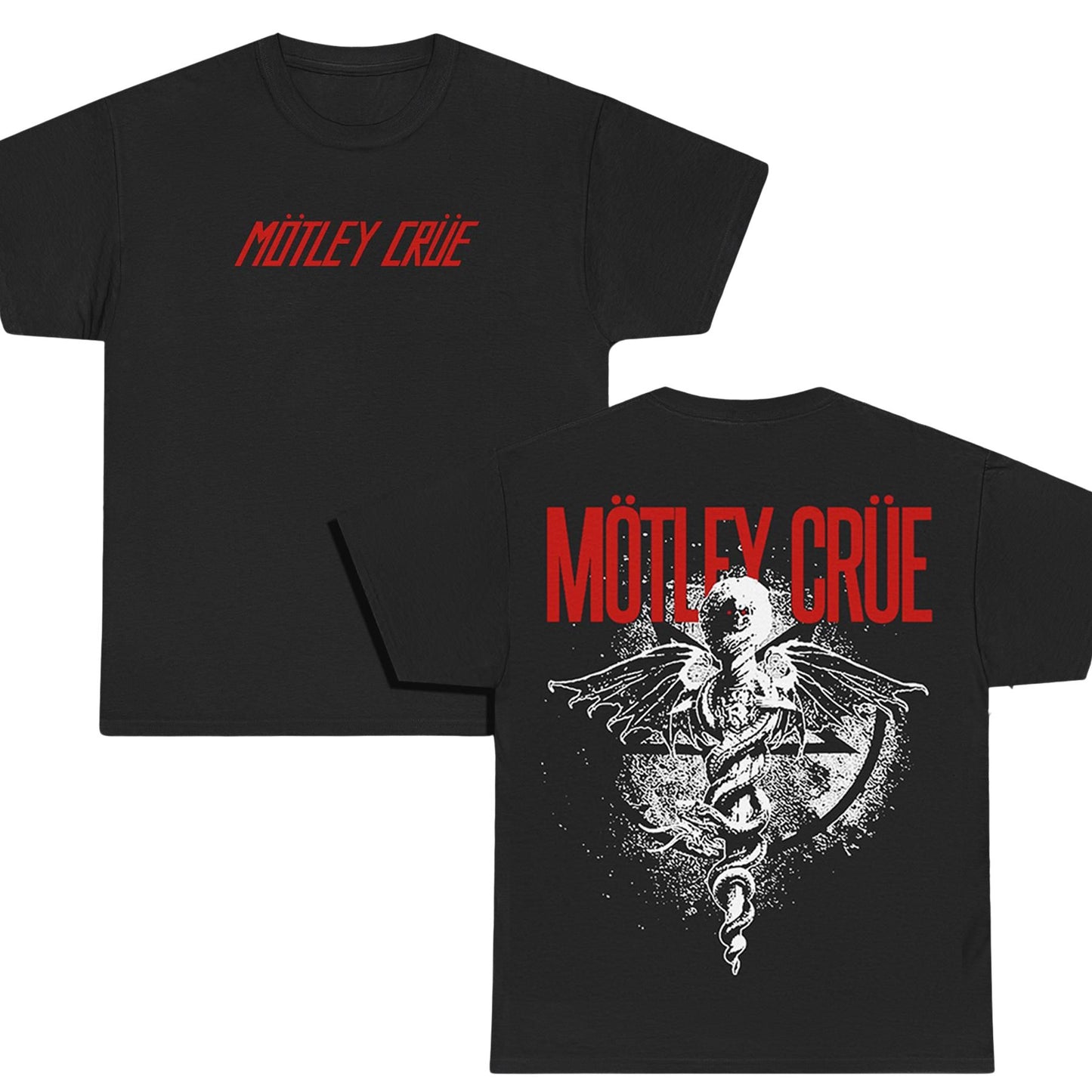 Motley Crue Tour Shirt - ‘Kickstart My Heart’ Front & Back Print, Black Rock Concert Tee