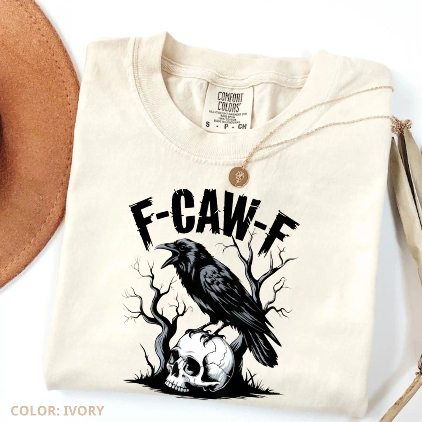 Comfort Colors F-Caw-F T-Shirt – Witty Crow Art, Sassy Raven Funny Tee, Edgy Humor Shirt, Bold Statement Top