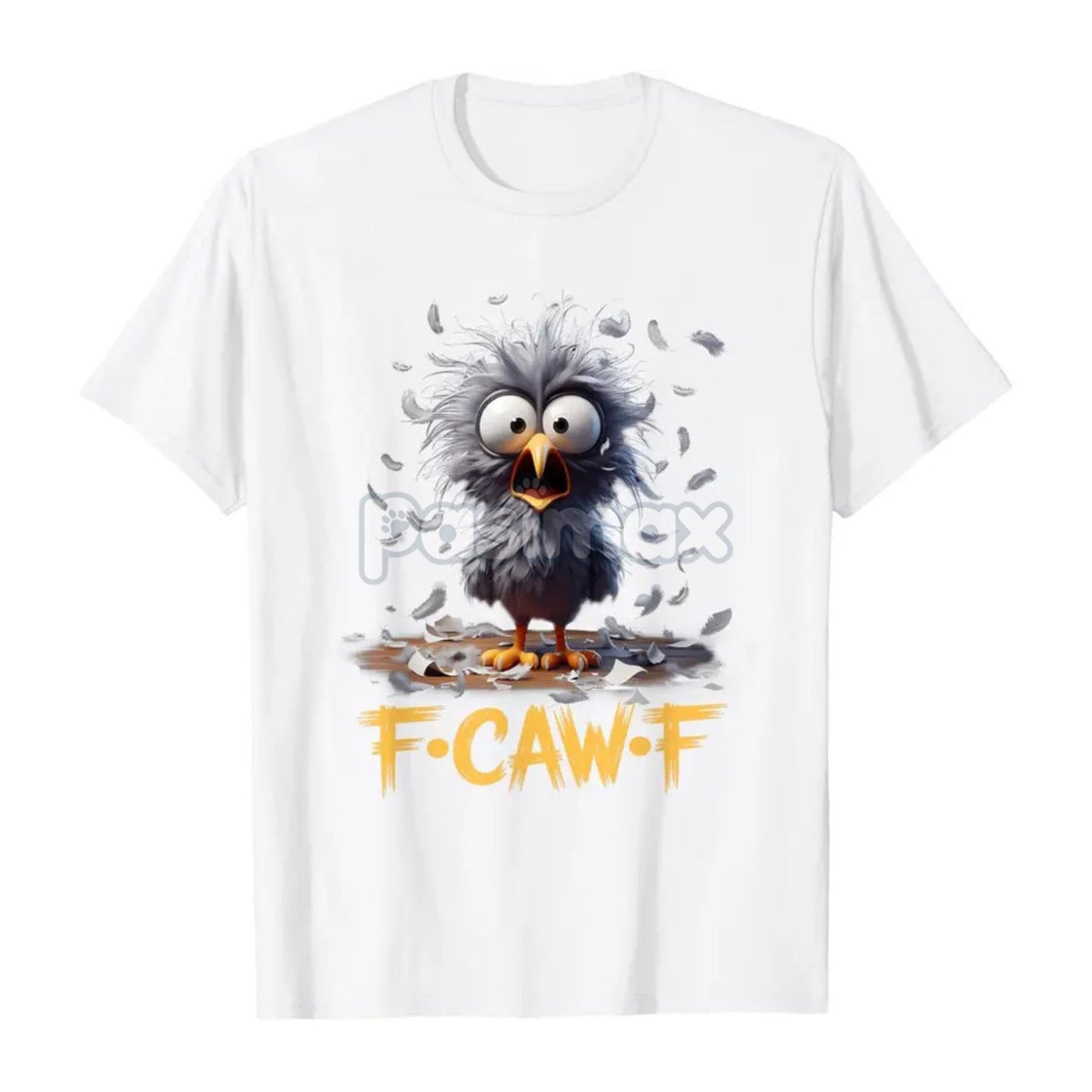 "F Caw F" Cartoon Humor T-Shirt - Funny Bird Meme Graphic Tee, Absurdist Streetwear Joke Top