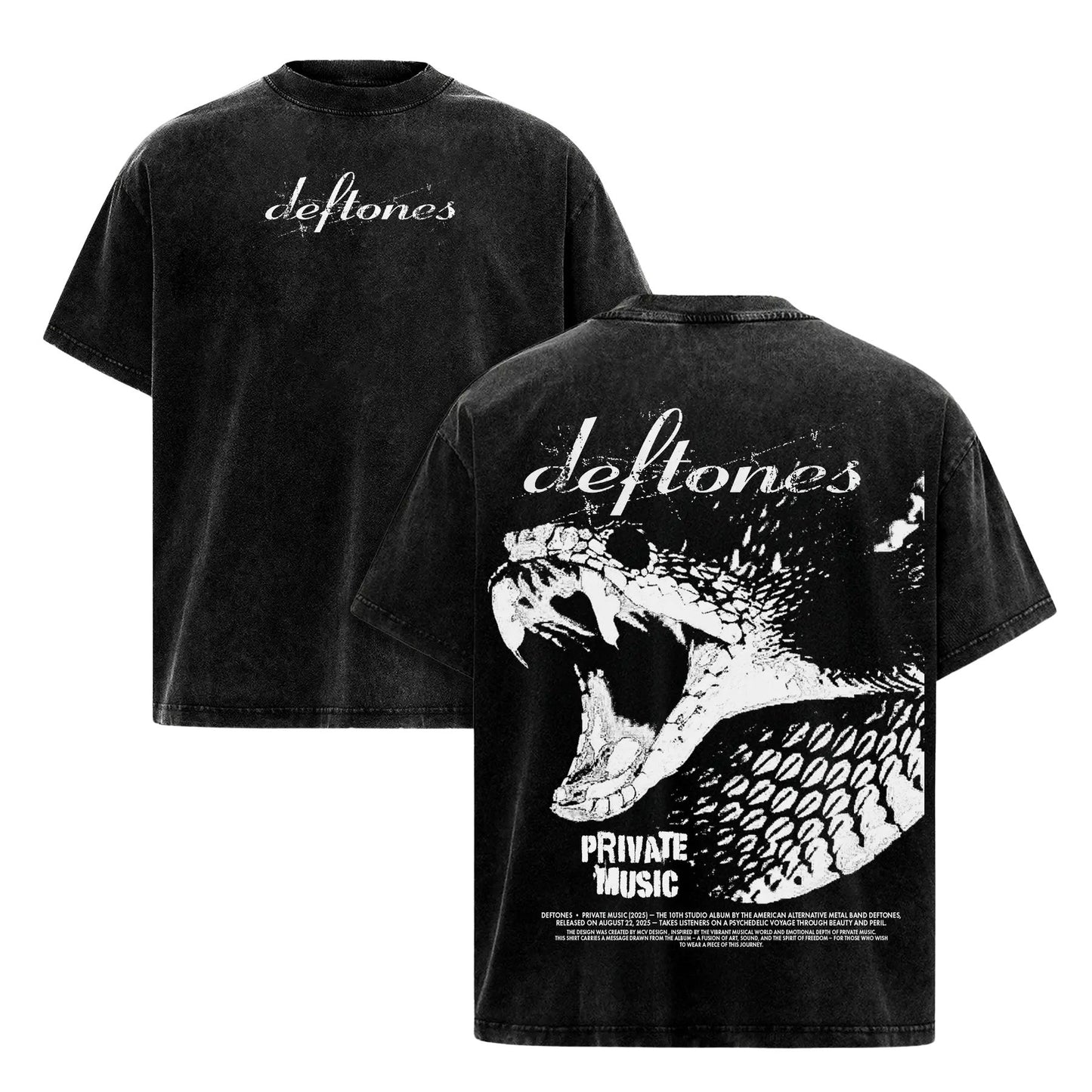 Deftones Private Music Album T-Shirt – Double Printed Vintage Washed Band Tee