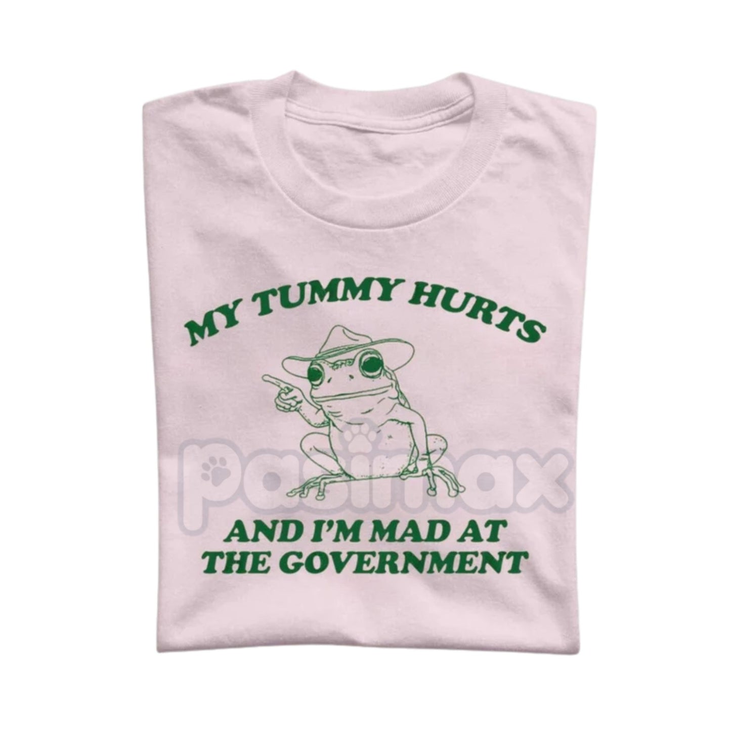 "My Tummy Hurts And I'M Mad At The Government" T-Shirt - Funny Political Protest Meme Tee, Unisex Sarcastic Slogan Shirt, Existential Humor Apparel