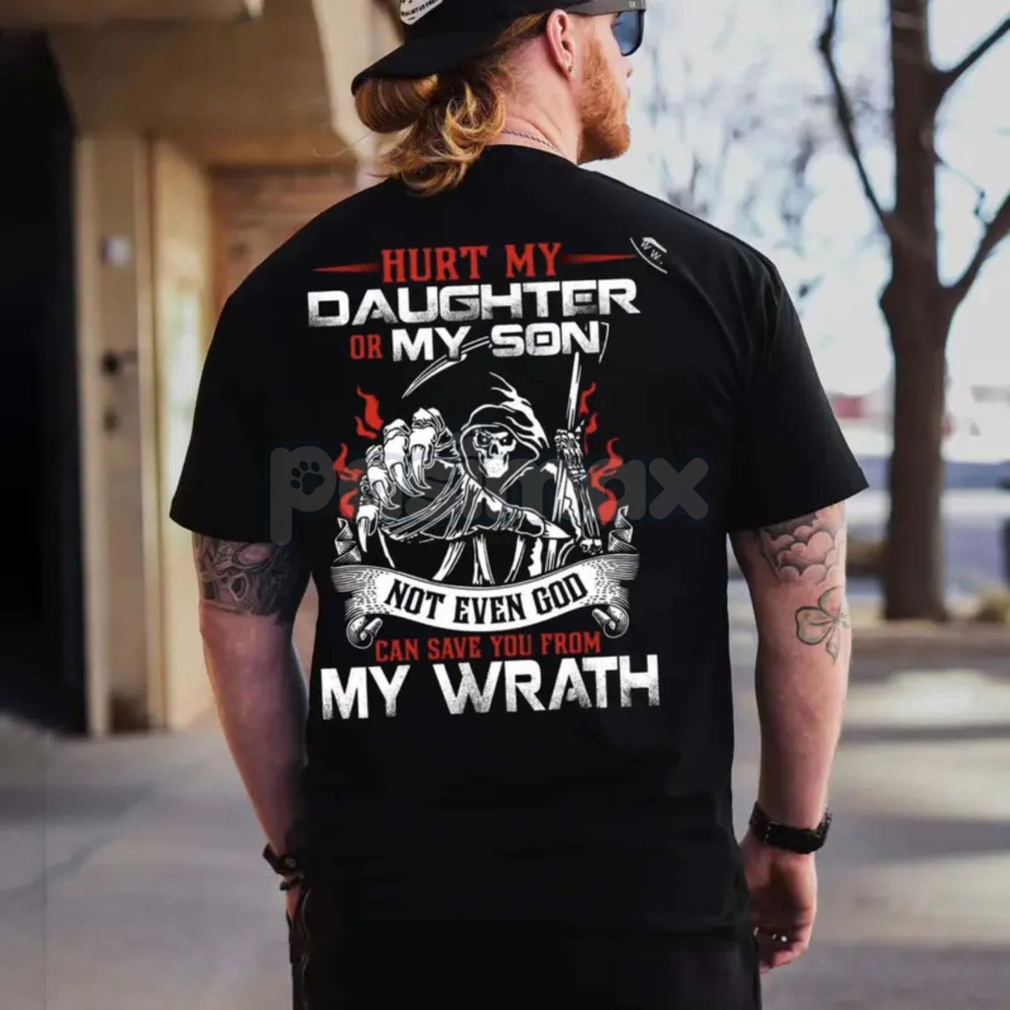 "Hurt My Daughter or Son, Not Even God Can Save You" T-Shirt - Protective Dad Graphic Tee, Funny Father Slogan Shirt, Unisex Parental Gift