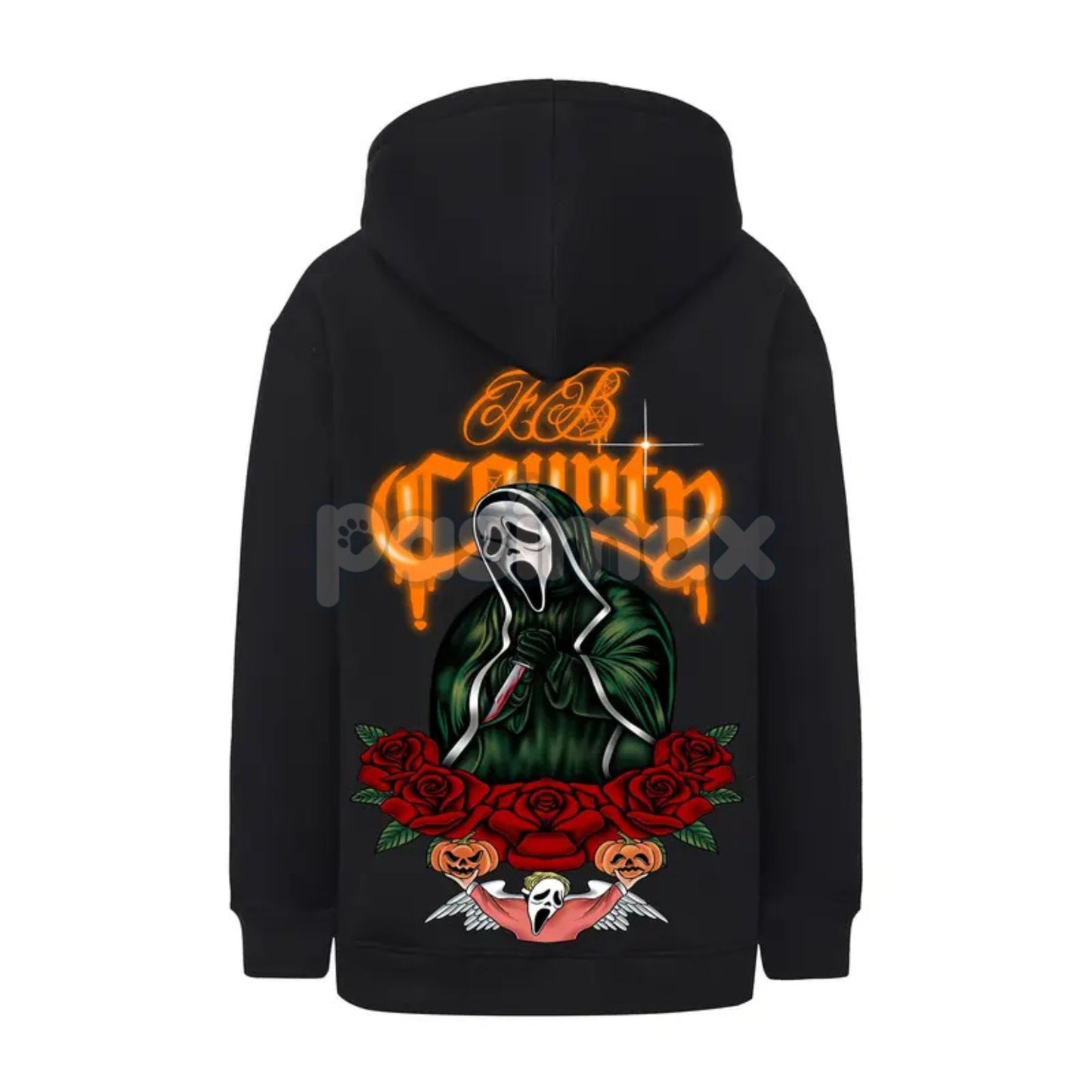 FB County Heavyweight Oversized Halloween Graphic Hoodie – Pullover Streetwear, Unisex Fall Apparel