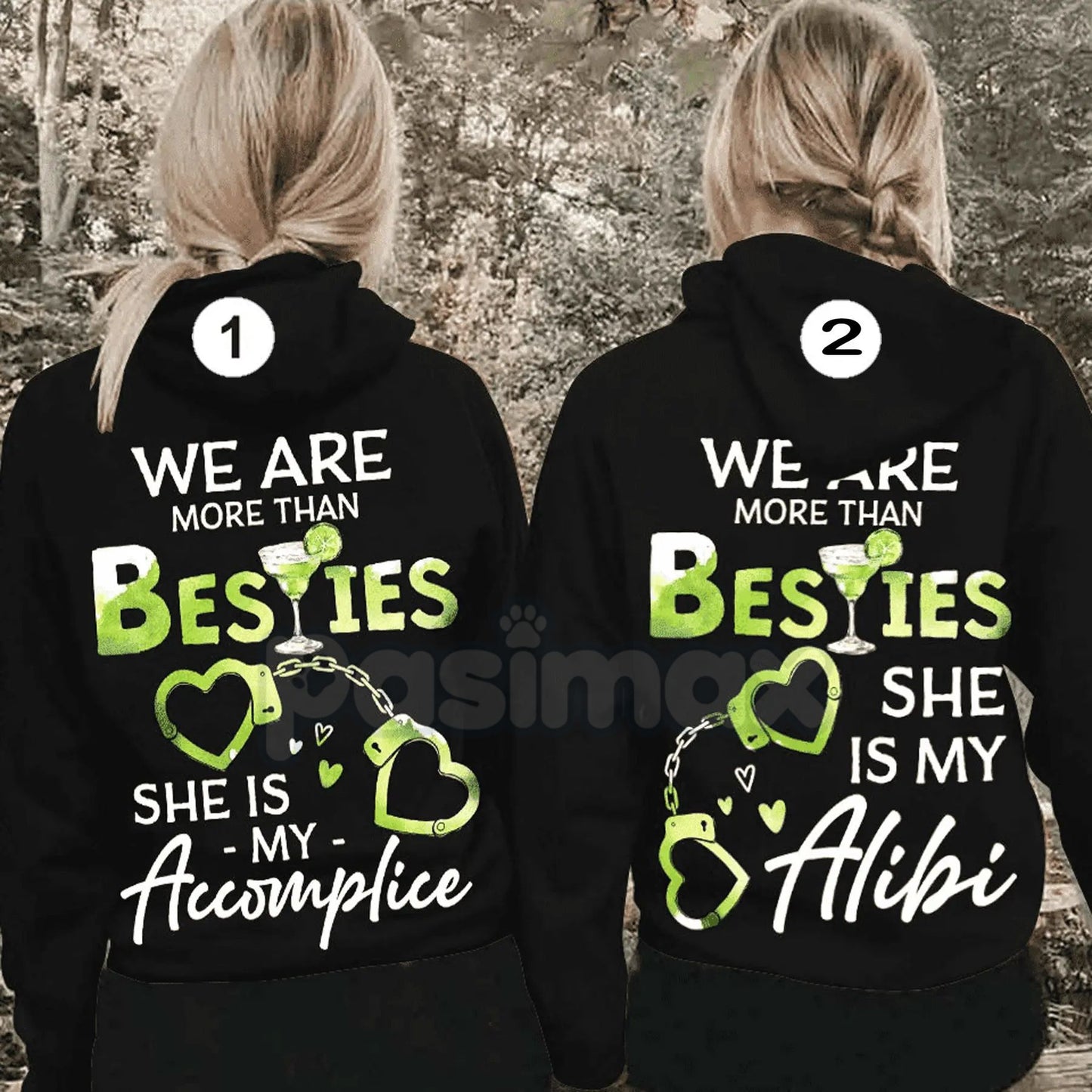 Matching Best Friend Hoodie Set (2 Hoodies) – "We Are More Than Besties" Graphic Fleece Pullover, Casual Unisex Couple Gift