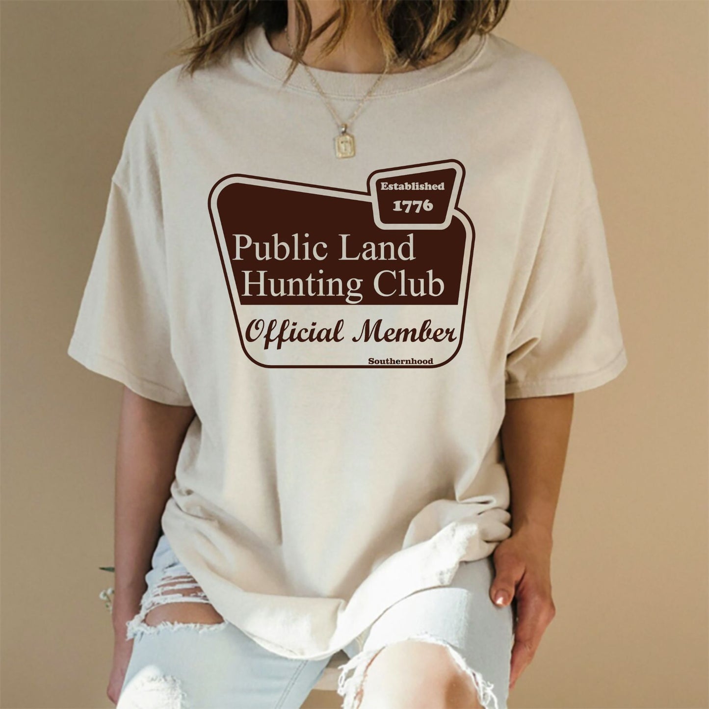 Public Land Hunting Club T-Shirt - Sage Color Tee, Hunter & Outdoorsman Apparel