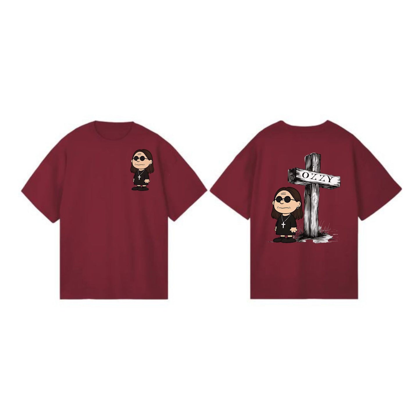 Ozzy Osbourne Tribute Tee - Charlie Brown Rock Band Graphic Shirt, Funny Rock & Cartoon Mashup