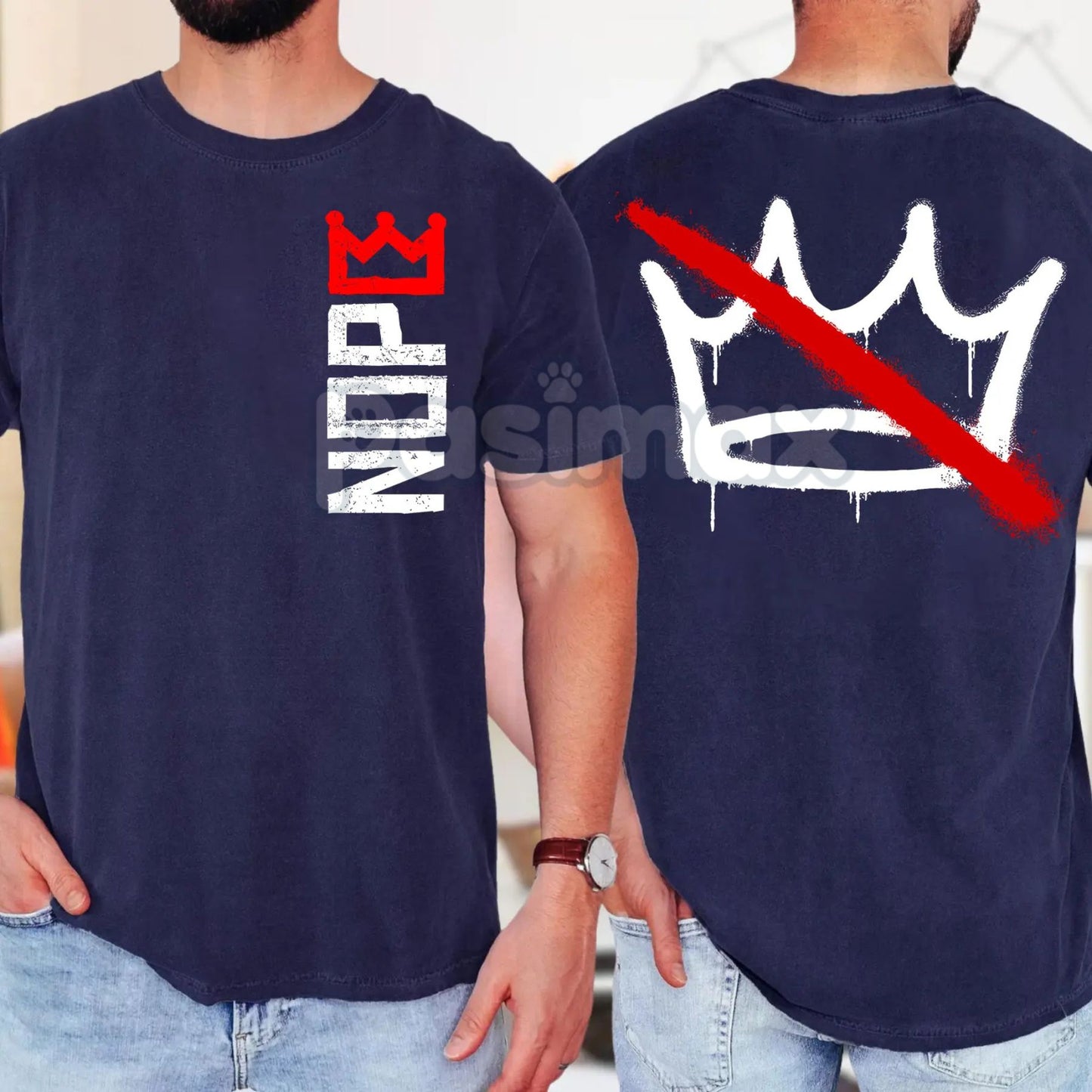 "No Kings in America" T-Shirt - Anti-Monarchy Political Statement Tee, Crown Protest Gift, Unisex Patriotic Graphic