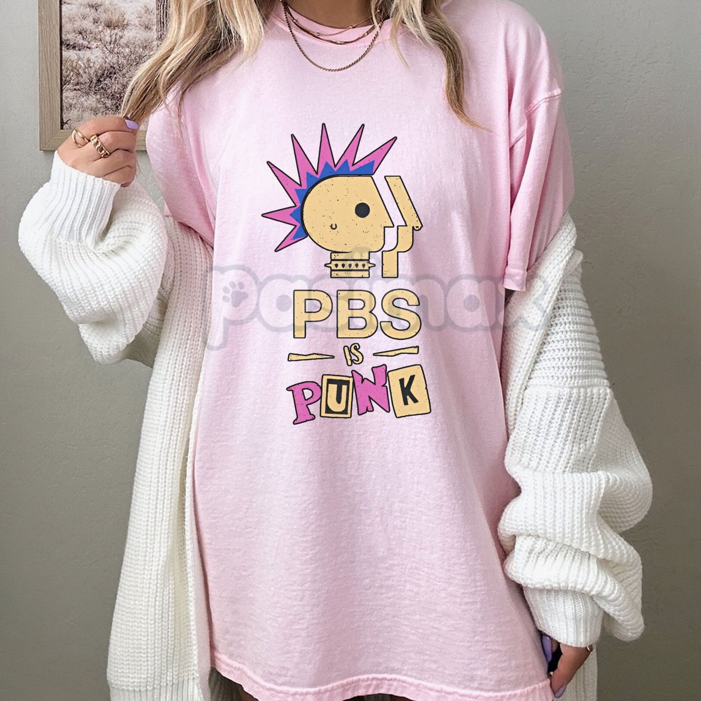 "PBS Is Punk" T-Shirt - Funny Punk Rock Parody Tee, Public Broadcasting Humor, Unisex Graphic Shirt