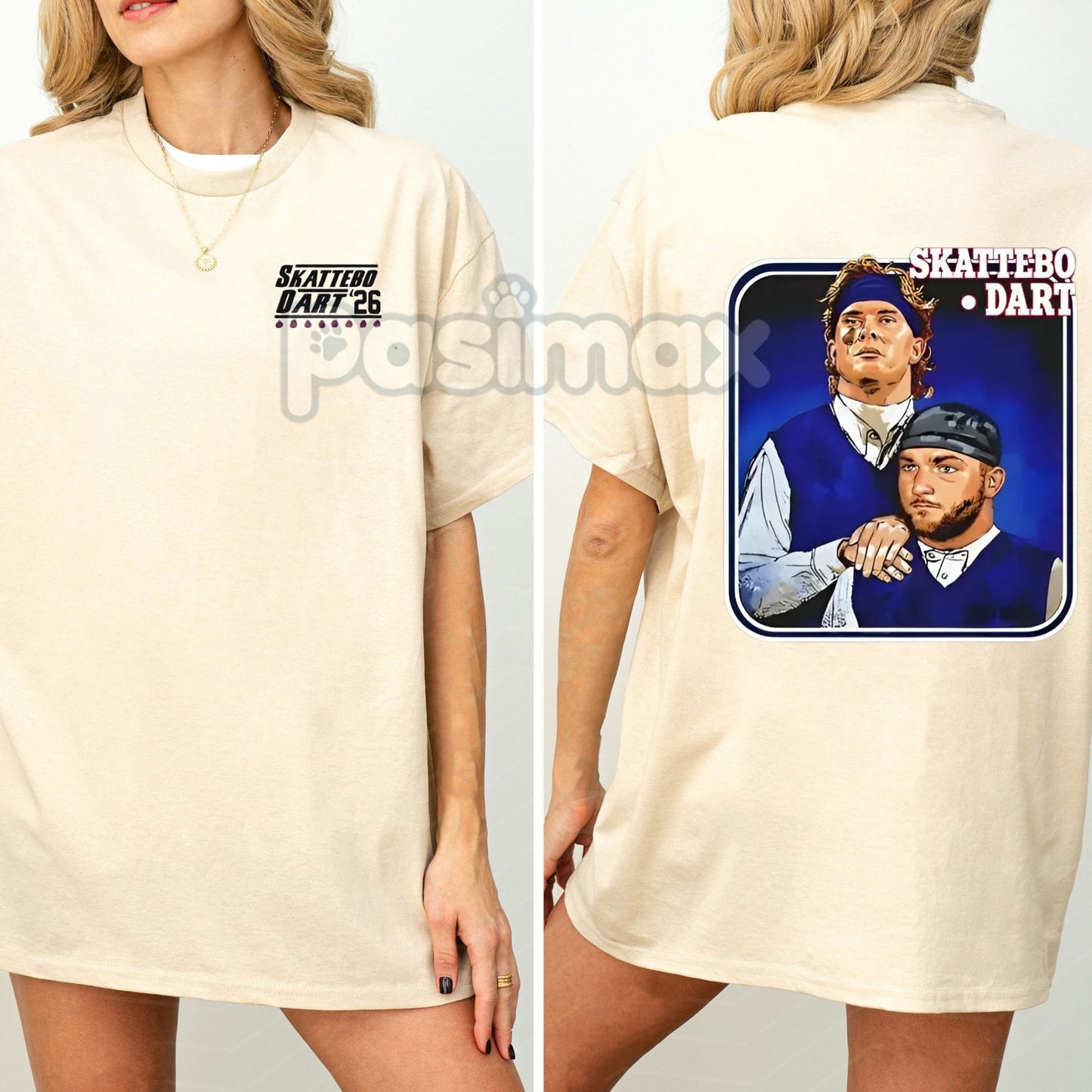 New York Giants Cam Skattebo #26 T-Shirt - Jaxson Dart Rookie Hype Tee, Big Blue Dual-Threat Duo Apparel, Quality Cotton Football Shirt