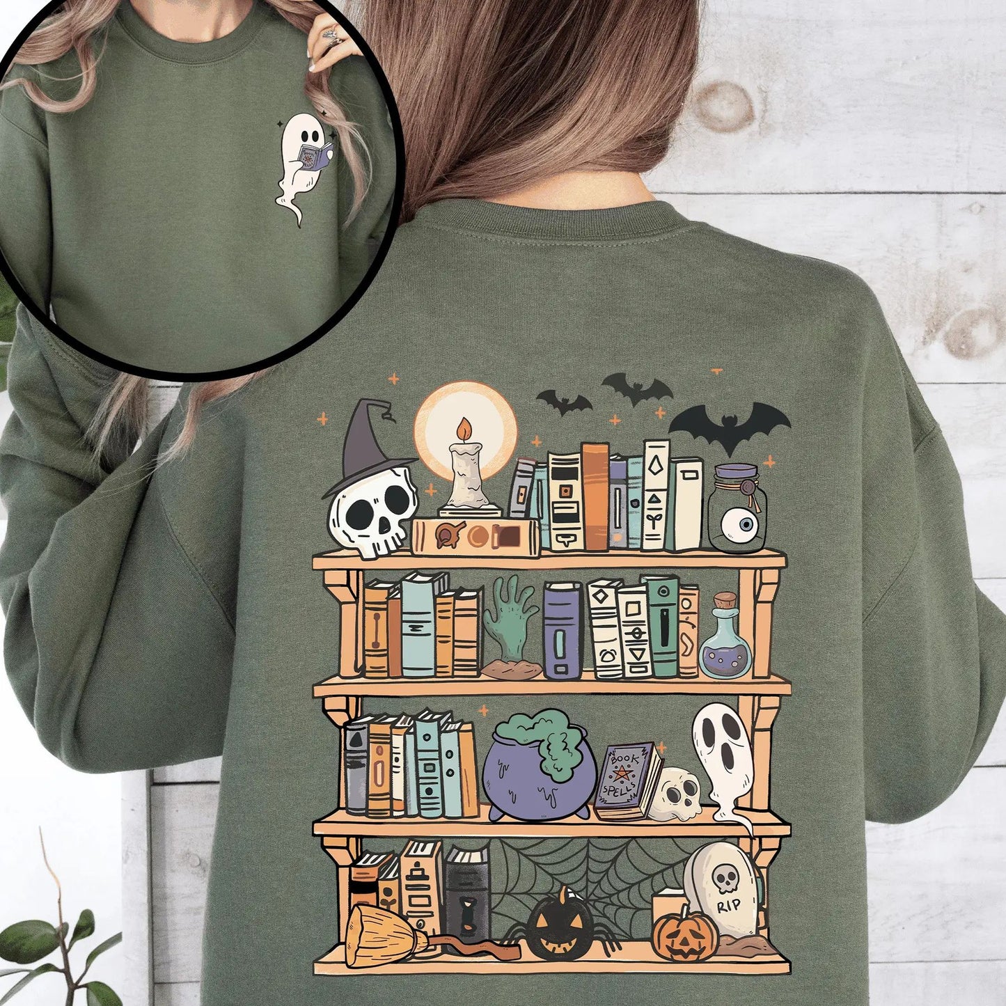 Reading Ghost Sweatshirt – Spooky Teacher & Library Halloween Top