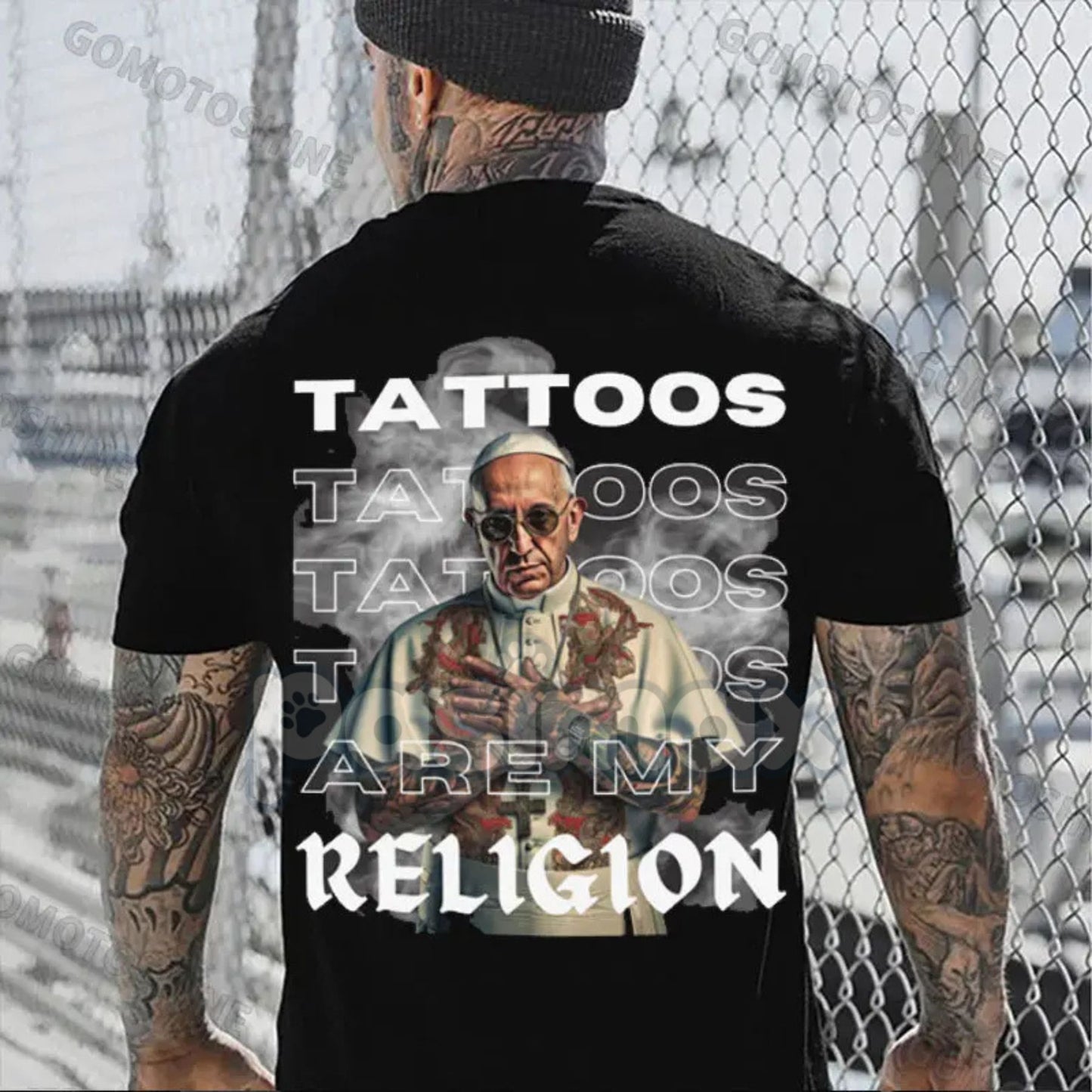 "Tattoos Are My Religion" Tattooed Priest T-Shirt - Men's Edgy Graphic Tee, Controversial Slogan Apparel, Tattoo Culture Gift