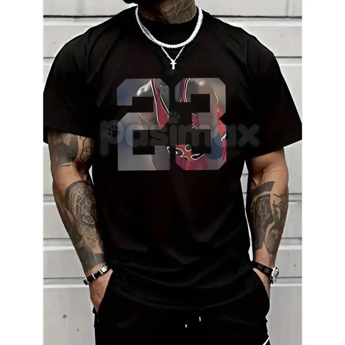 Men's '23' Graphic Printed T-Shirt - Casual Short-Sleeved Round Neck Tee, Year and Jersey Number Streetwear