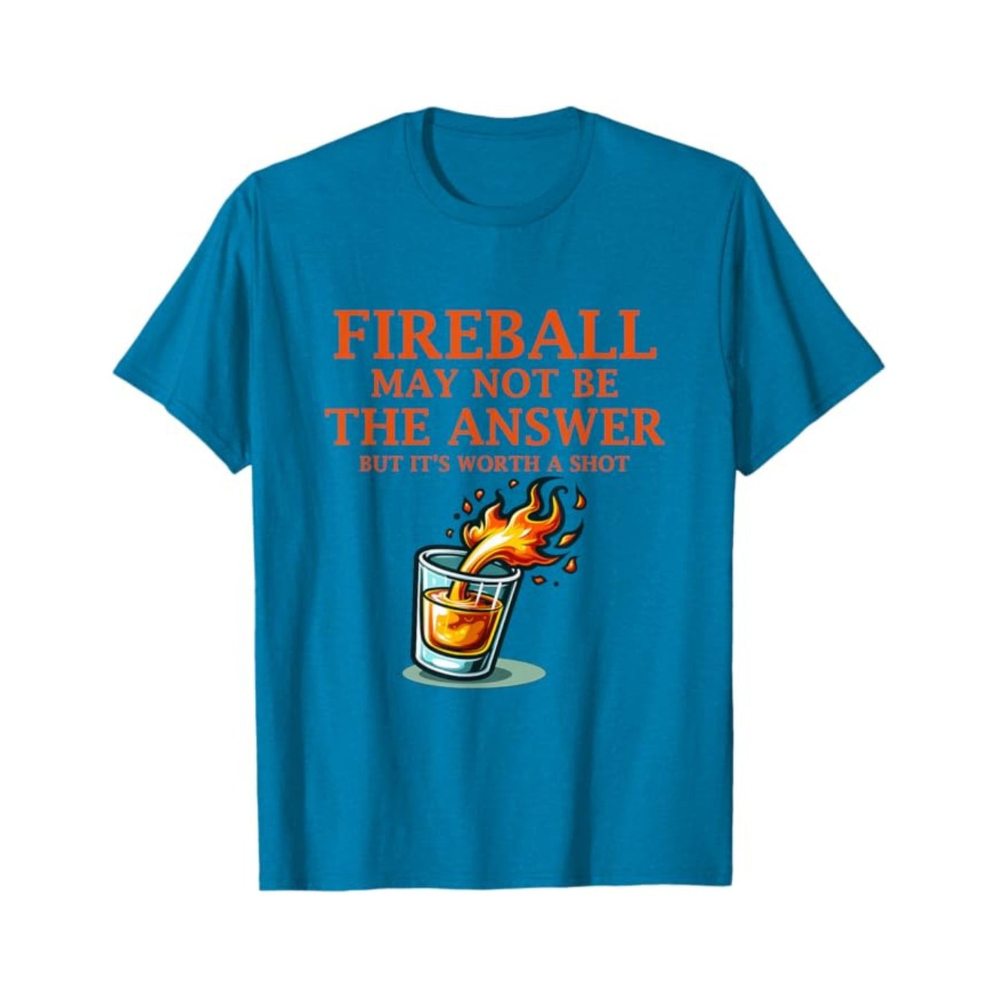 Men's "Fireball & Whiskey" Graphic Tee - Bold Casual Wear, Stylish Slim Fit