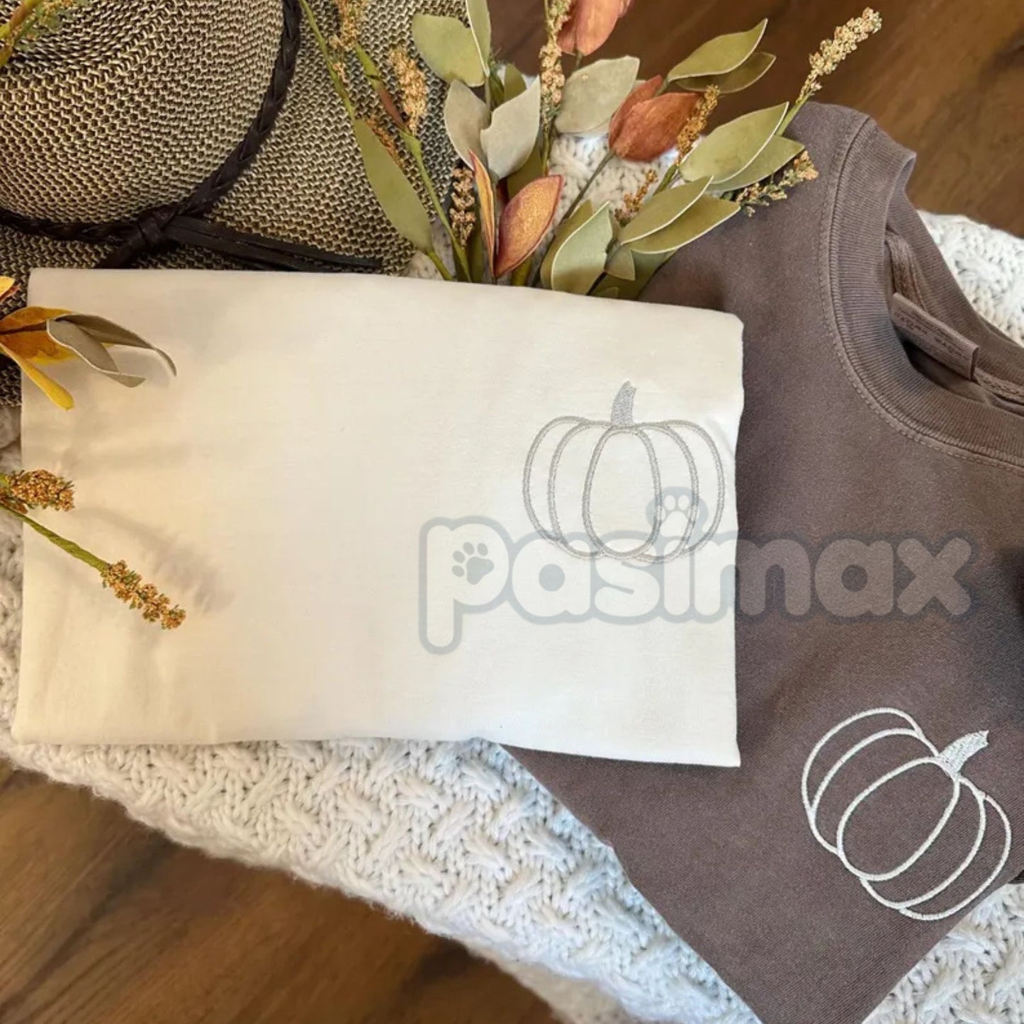 Classic Embroidered Pumpkin Comfort Colors Tee – Vintage Fall Style Shirt