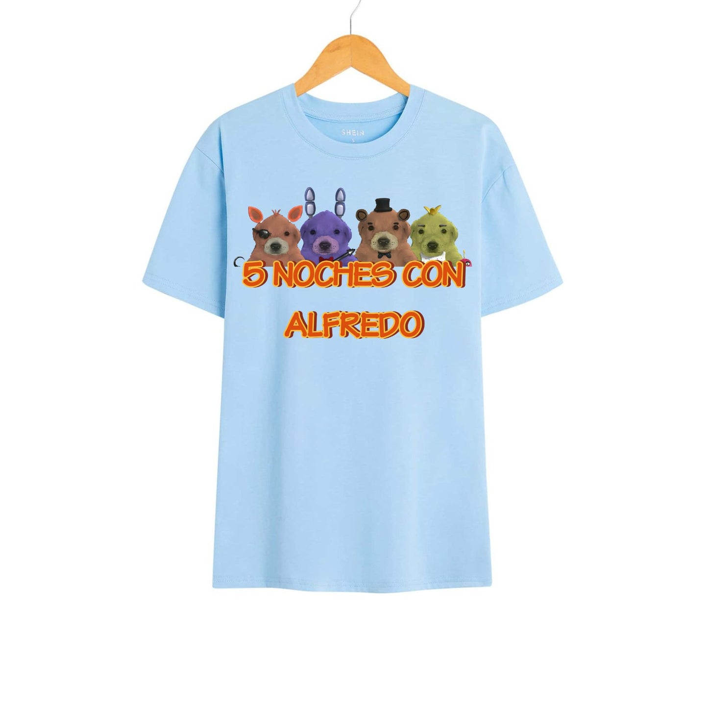 "5 Noches Con Alfredo" T-Shirt - Retro Horror Gaming Tee, Five Nights At Freddy's Inspired Apparel