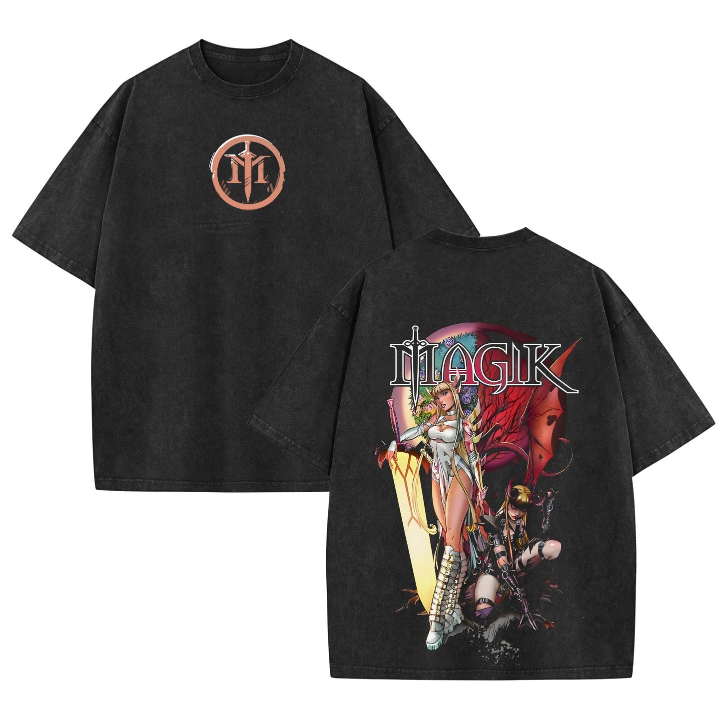 Magik Retro Vintage Comic Wash Tee – Marvel X-Men Mutant T-Shirt for Comic Fans