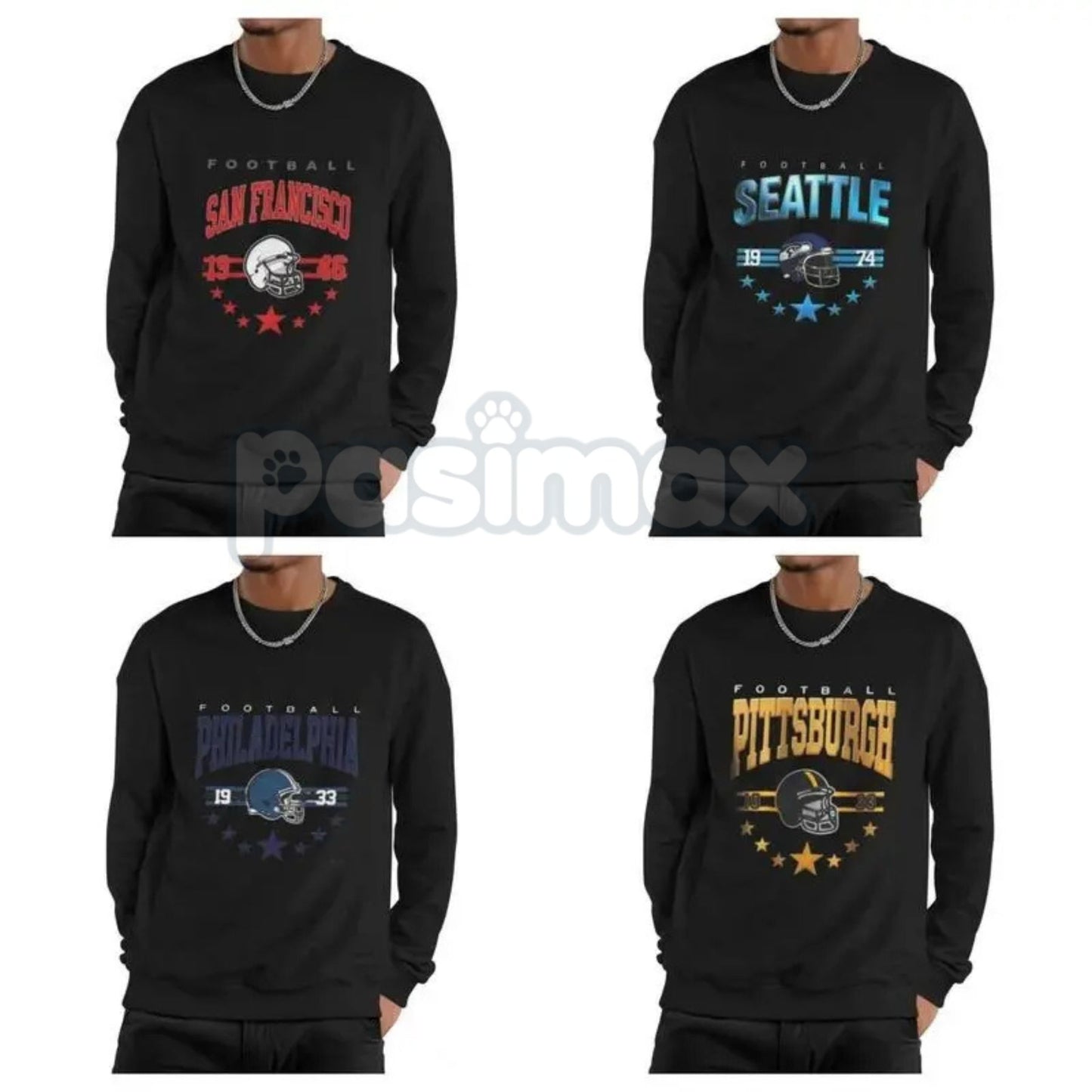90s All Team Football Sweatshirt – Vintage 1960s Retro Fan Crewneck