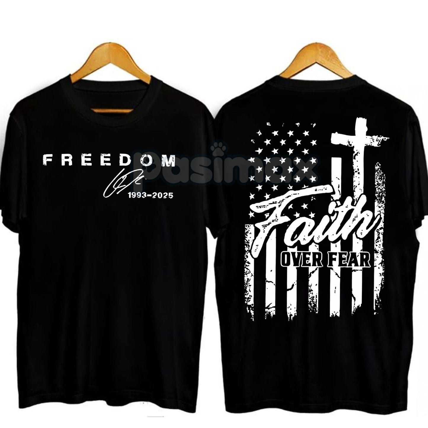 "Faith Over Fear" Freedom American Flag T-Shirt - We Wear Red On October Statement Tee, Patriotic Apparel