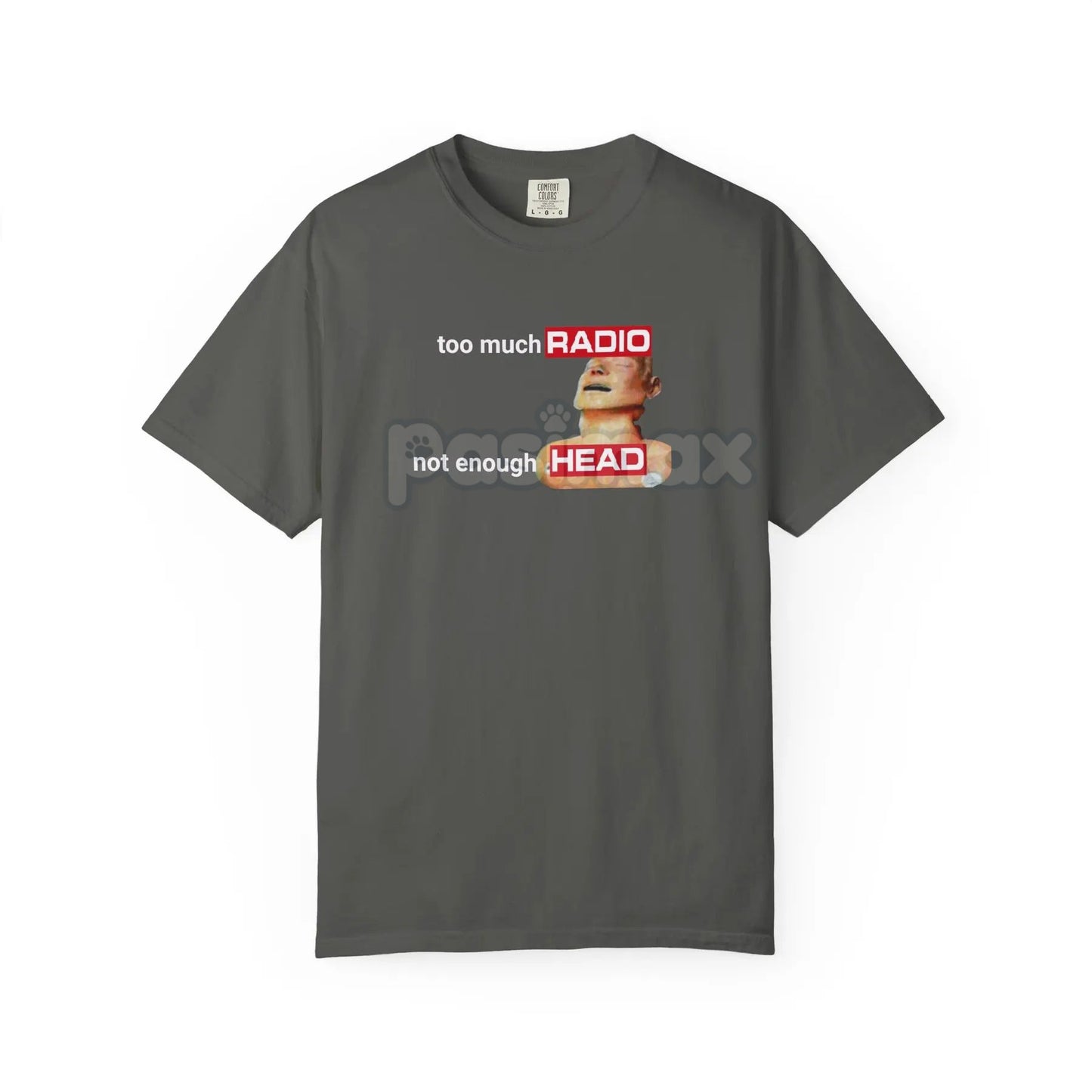 Comfort Colors 'Too Much Radio, Not Enough Head' Shirt – Vintage Audio Critic Tee, Classic Rock Nostalgia, Authentic Music Fan Gift