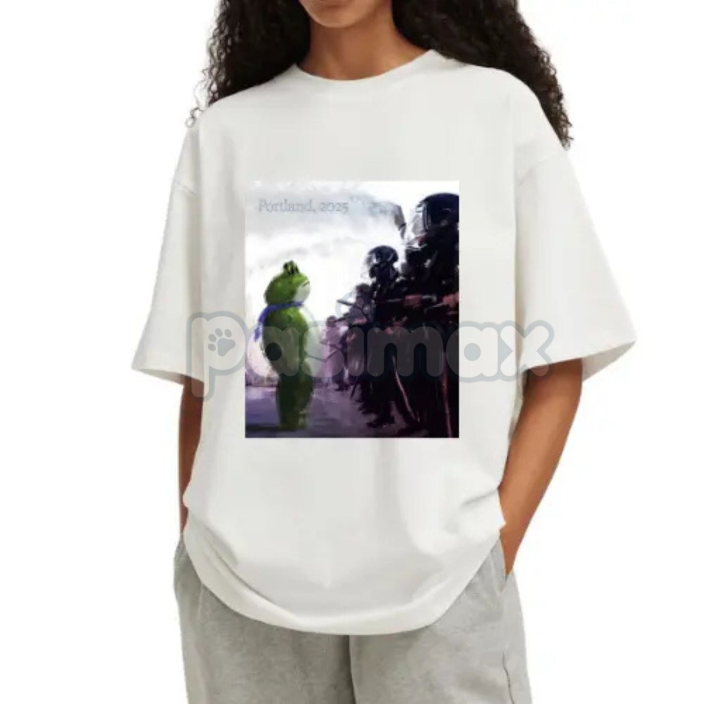 "I Stand With Frog" Portland Protest T-Shirt - Artistic Activist Graphic Tee, Unisex Frog Resist Apparel