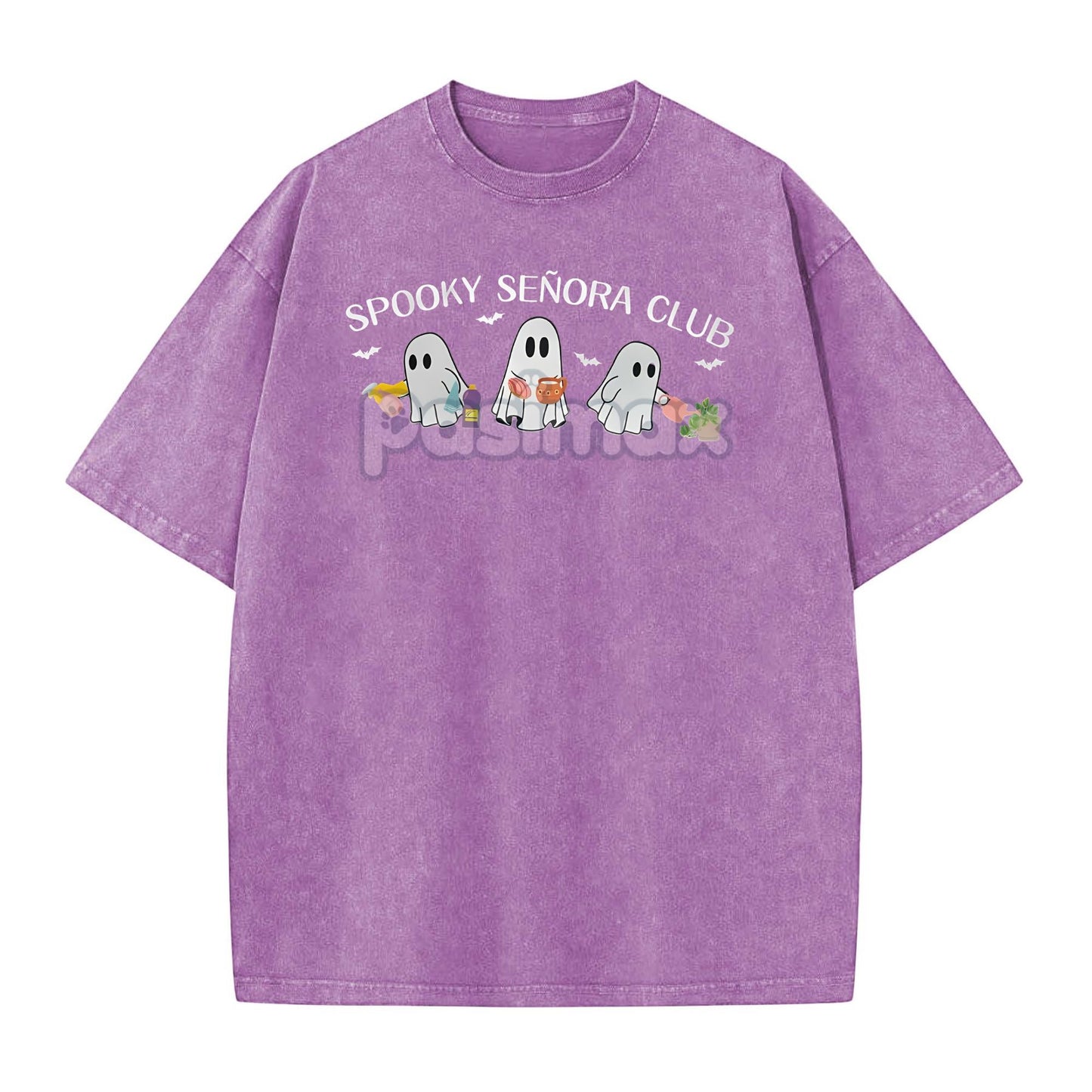 "Spooky Señora Club" Vintage Acid Wash T-Shirt – Unisex Graphic Shirt, Retro Vibe