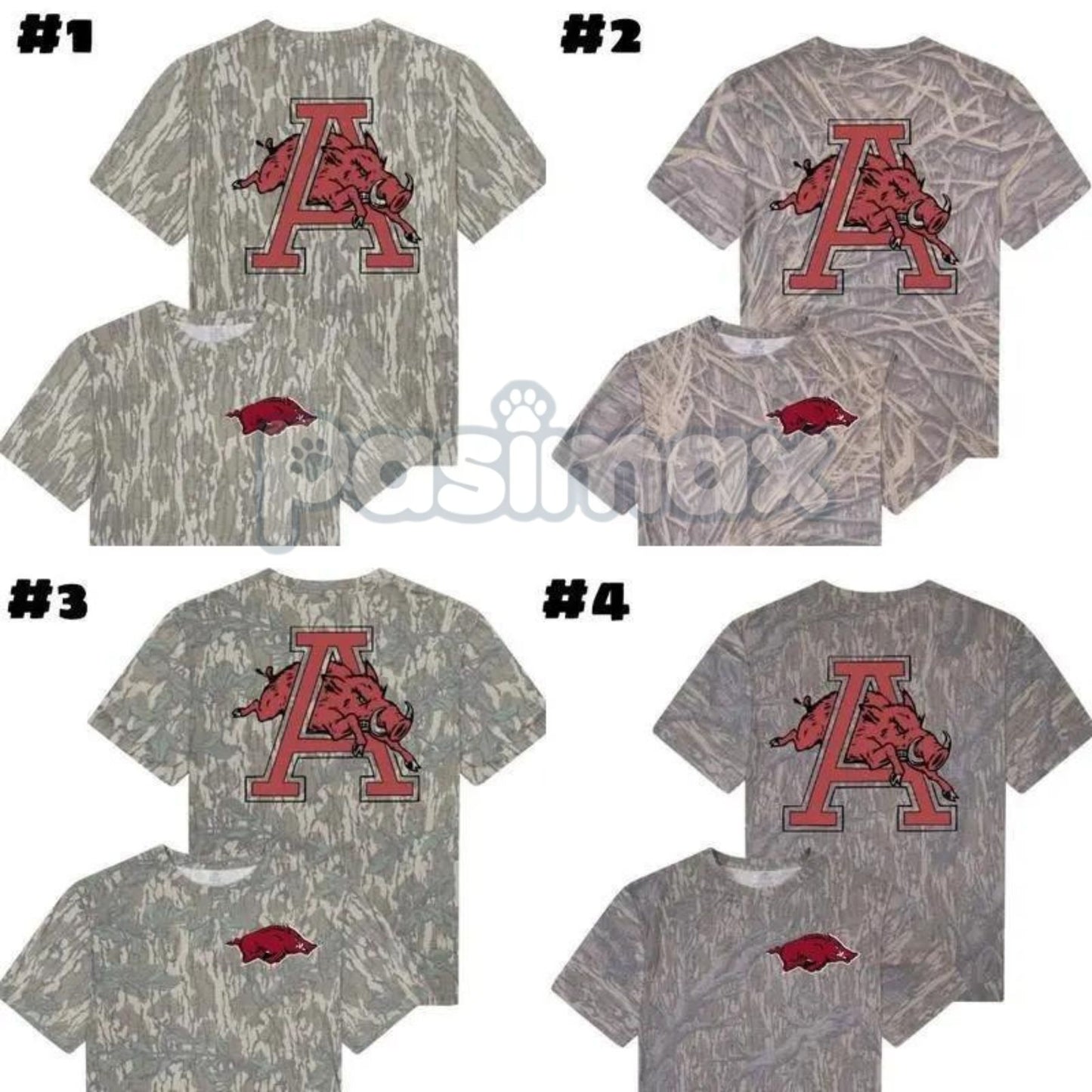 Arkansas Wild Hog Graphic T-Shirt - Camo All Over Print Tee, Razorback State Pride Hunting Shirt