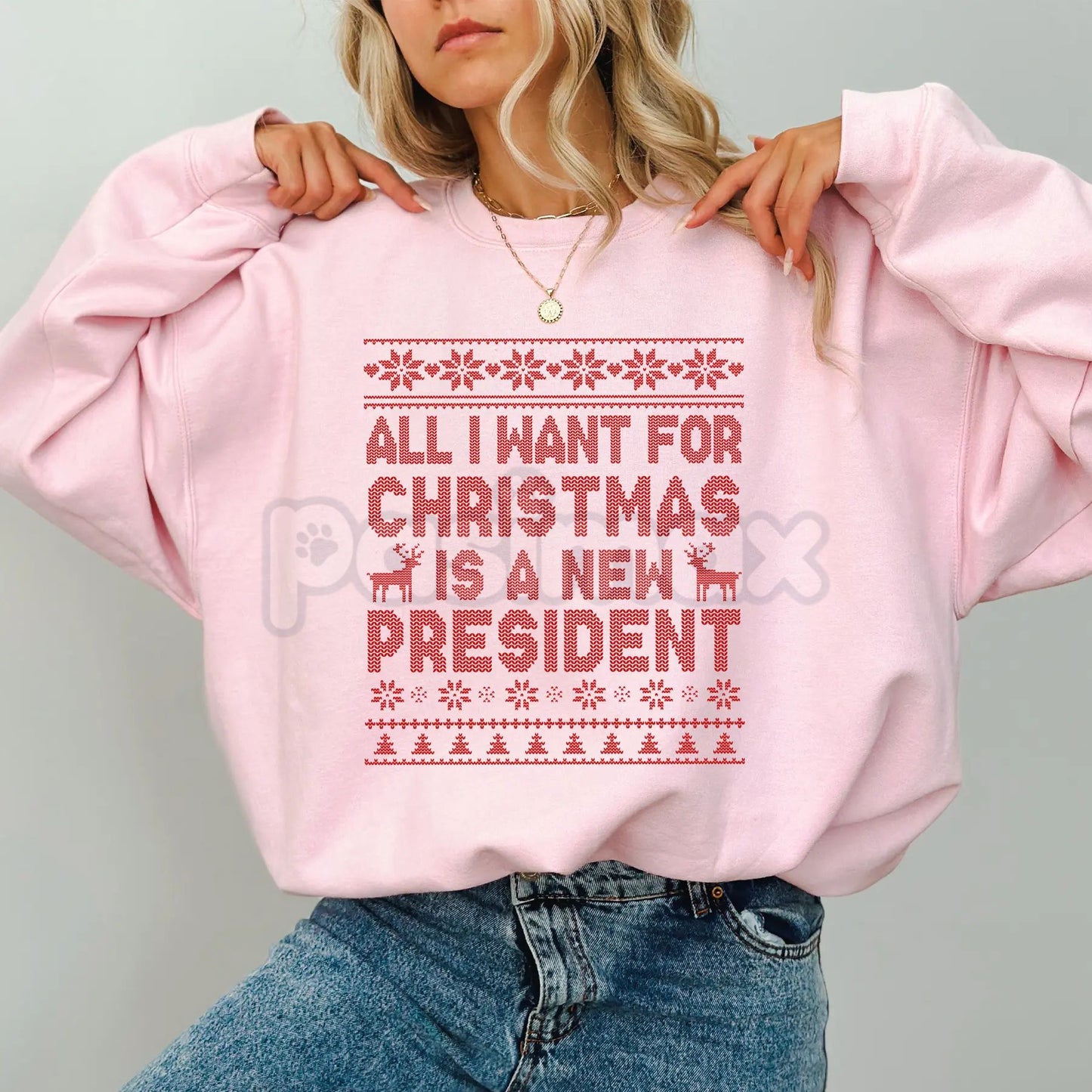 "All I Want for Christmas is a New President" Sweatshirt – Sarcastic Political Holiday Crewneck