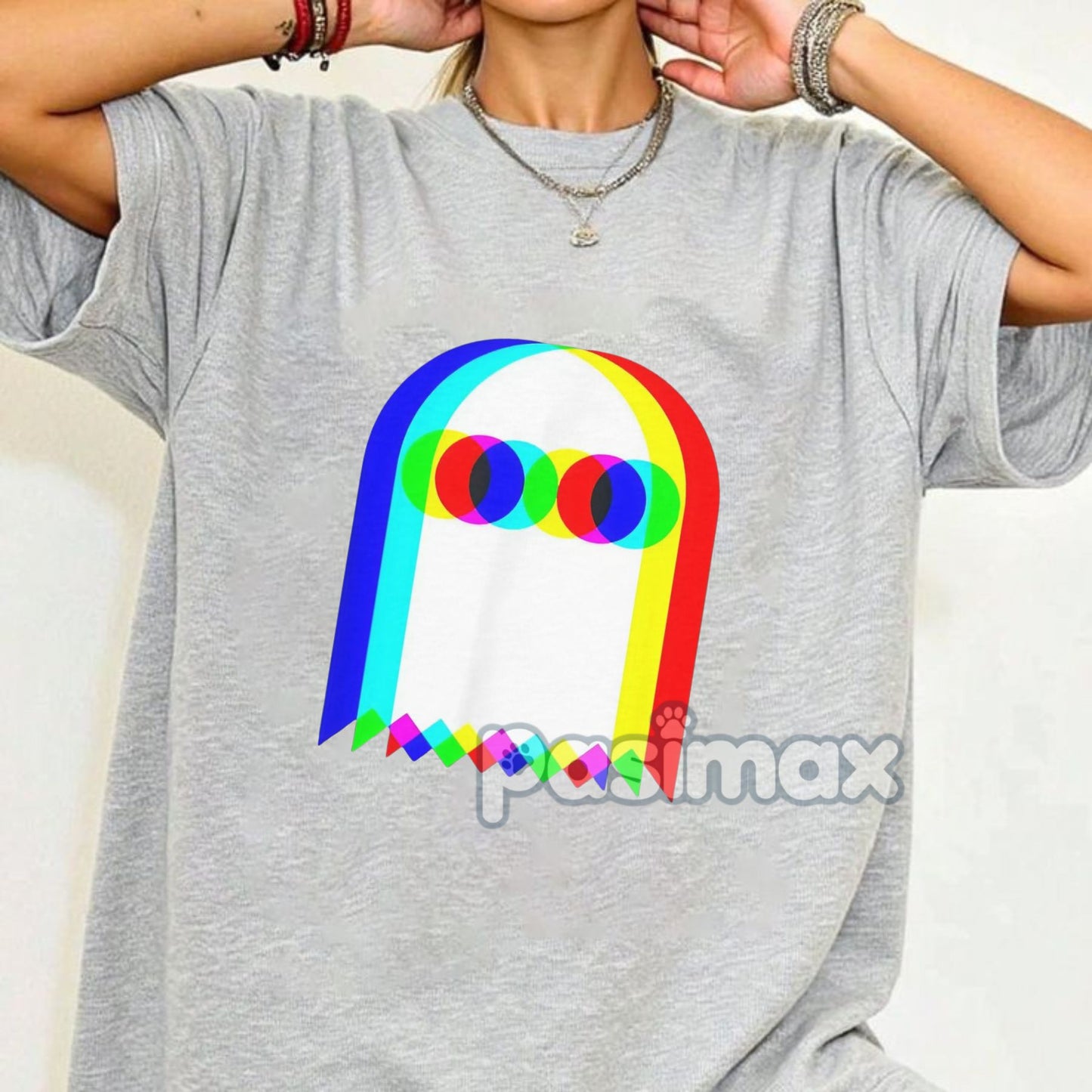 Ghost Trippy Vaporwave T-Shirt - Halloween Rave EDM Party Tee, Techno Music Apparel