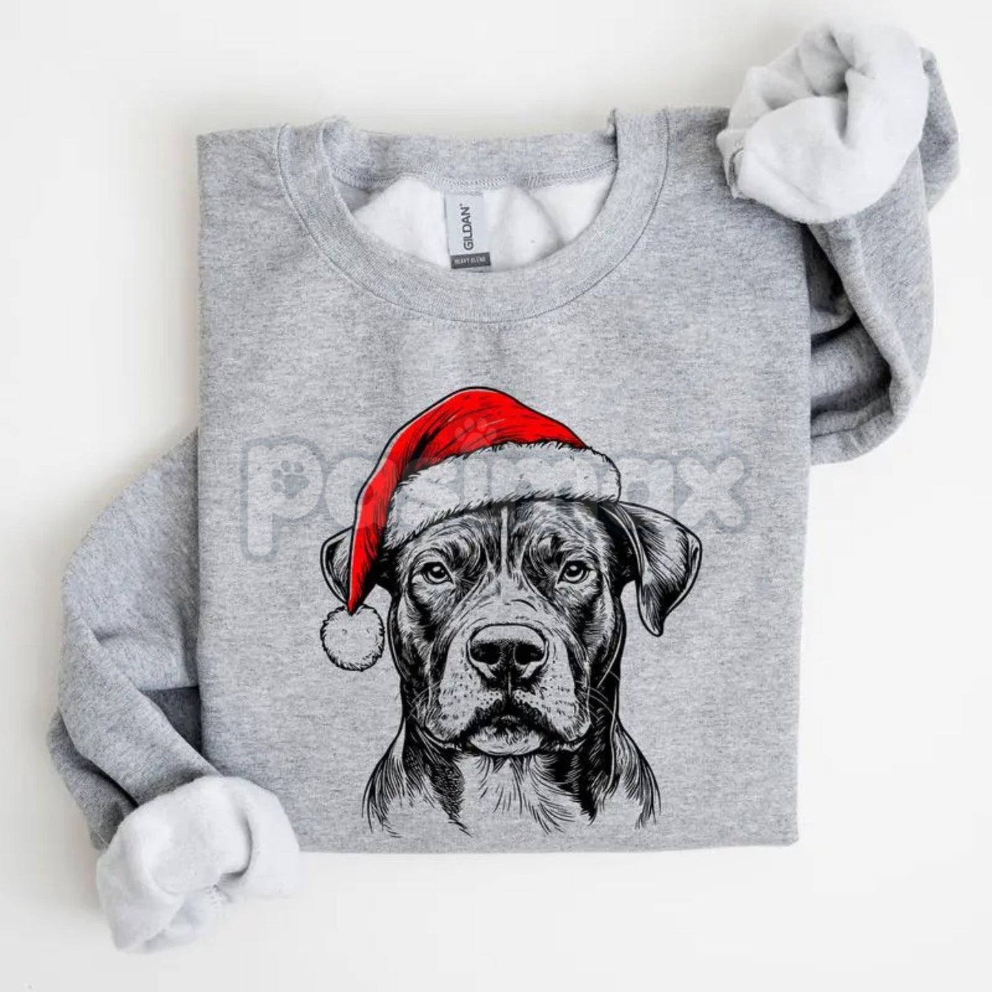 Ash Grey "Santa Paws" Dog Christmas Crewneck – Cozy Pet Lover Holiday Sweatshirt