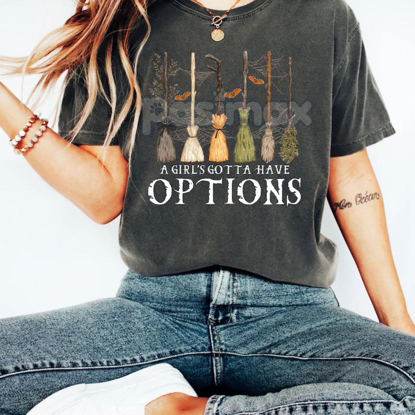 'A Girl Gotta Have Options' Witches Halloween Shirt – Retro Halloween T Shirt, Funny Witch Tee, Empowered Spooky Season Apparel