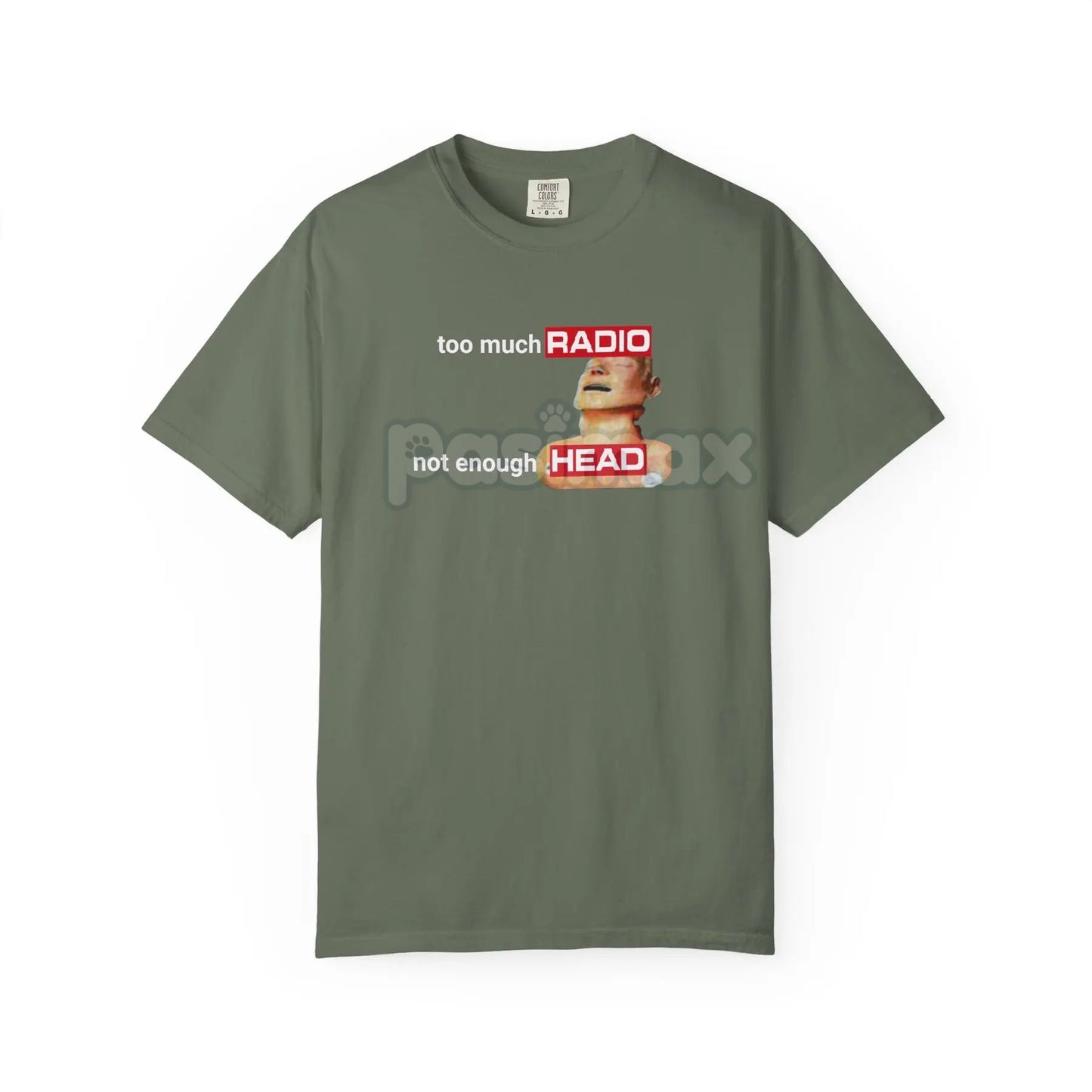 Comfort Colors 'Too Much Radio, Not Enough Head' Shirt – Vintage Audio Critic Tee, Classic Rock Nostalgia, Authentic Music Fan Gift