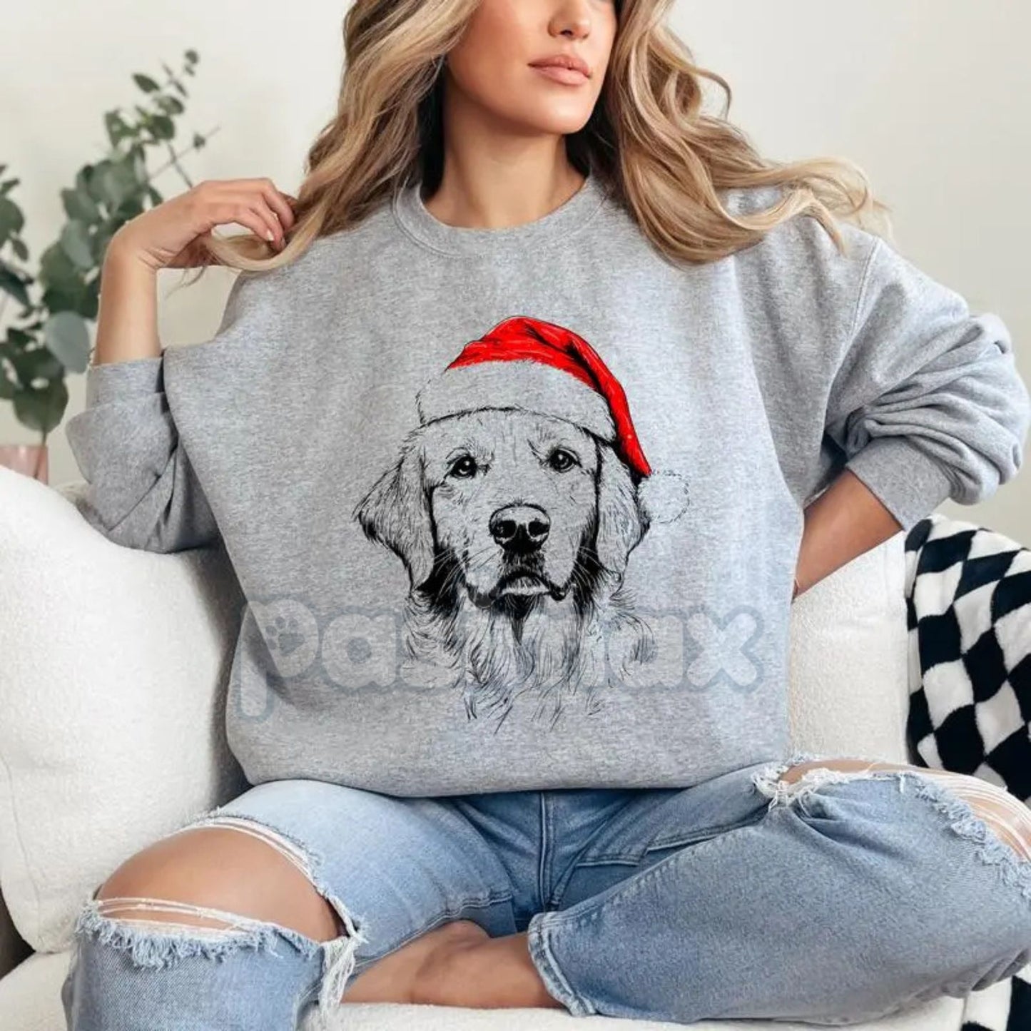 Ash Grey "Santa Paws" Dog Christmas Crewneck – Cozy Pet Lover Holiday Sweatshirt
