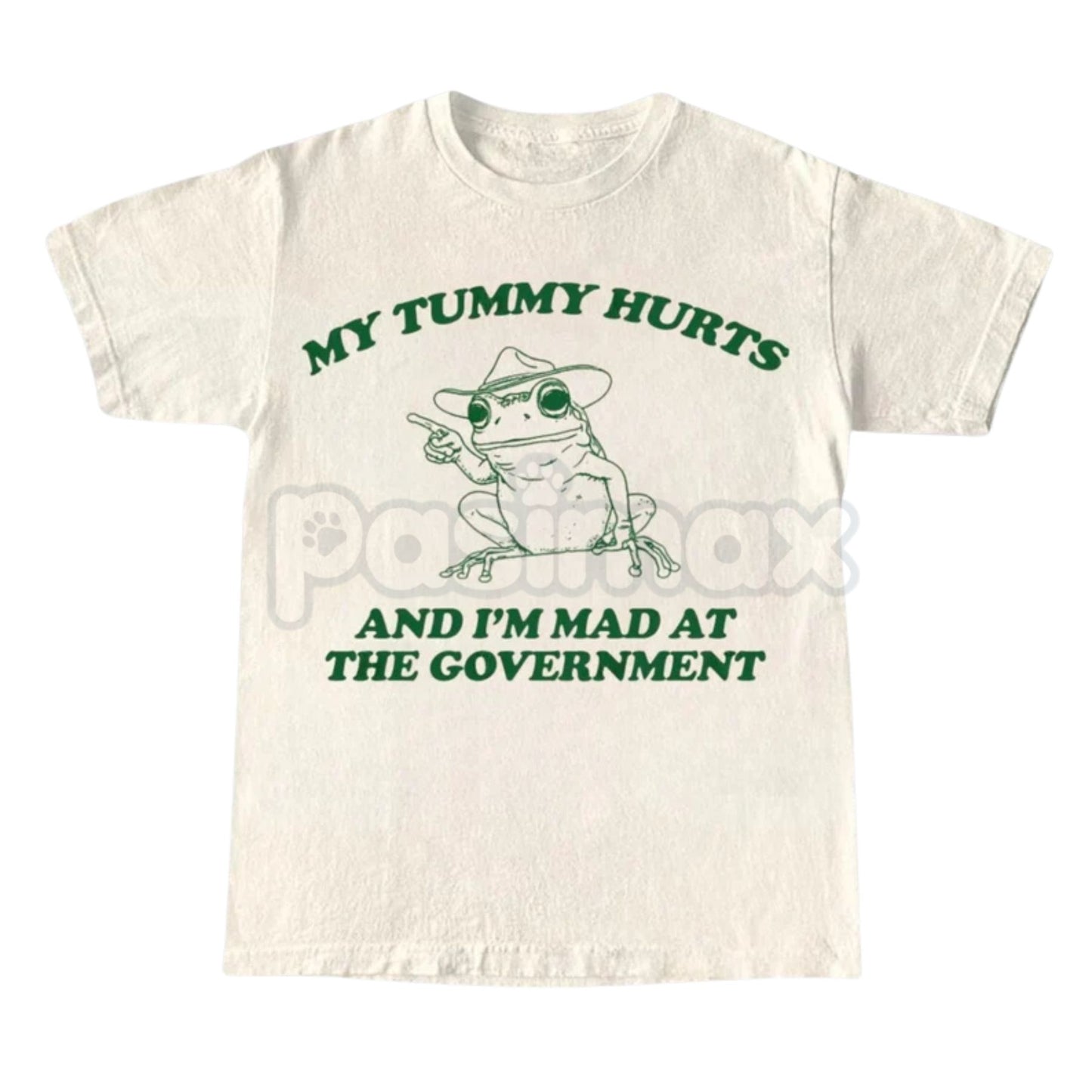 "My Tummy Hurts And I'M Mad At The Government" T-Shirt - Funny Political Protest Meme Tee, Unisex Sarcastic Slogan Shirt, Existential Humor Apparel