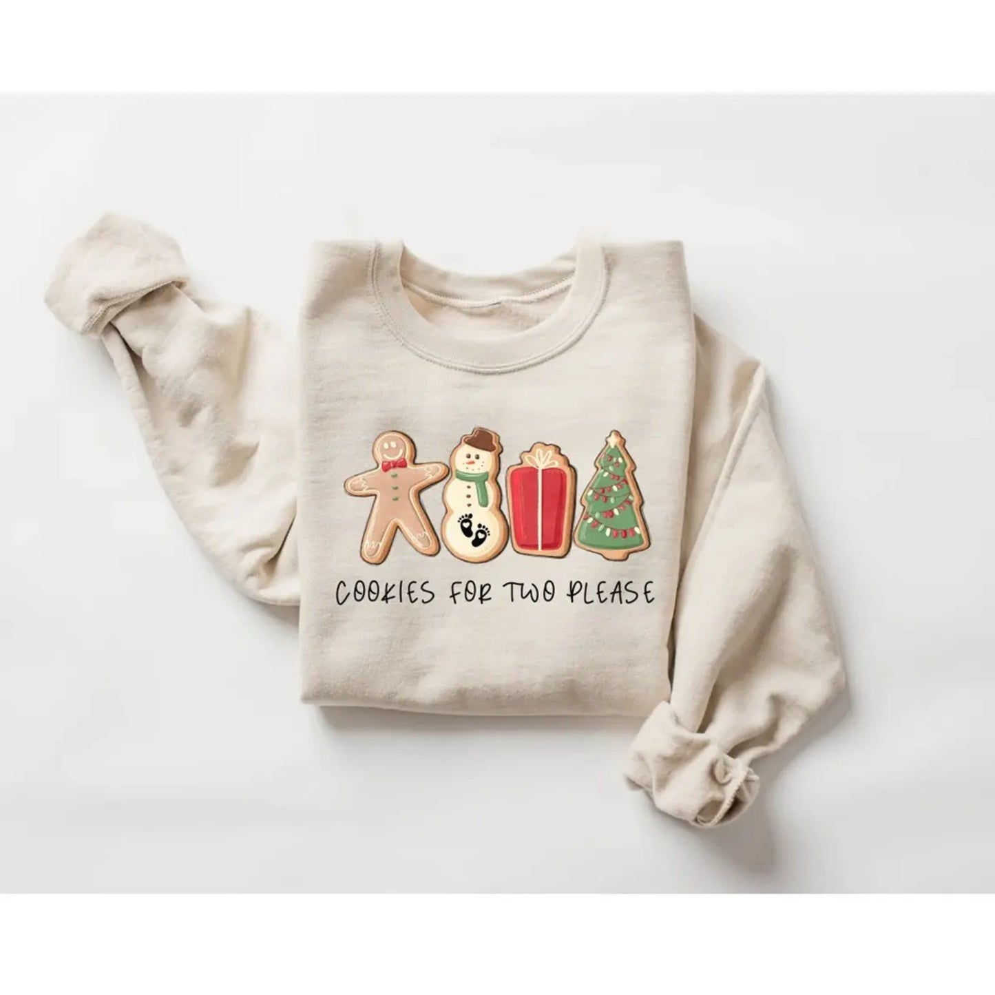 Christmas Cookies For Two Please Sweatshirt – Holiday Pregnancy Reveal Top