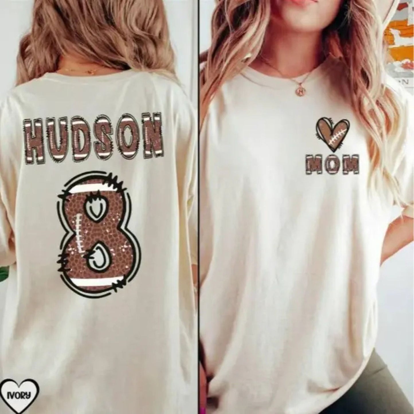 Custom Football Mom Shirt – Flag Football Season Mama Tee with Kids Name & Jersey Number, Comfort Colors Sports Mom Gift