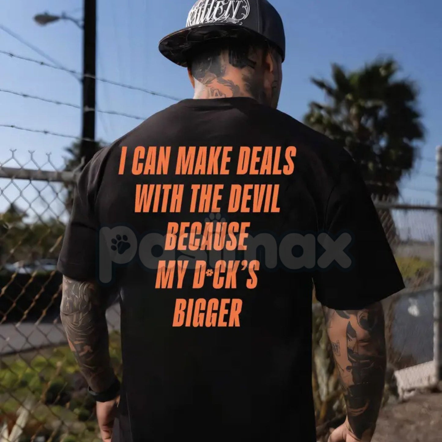 "Father Figure, I Can Make Deals With Because My D Bigger" Funny T-Shirt - Explicit Humor Tee, Sarcastic Adult Quote Shirt