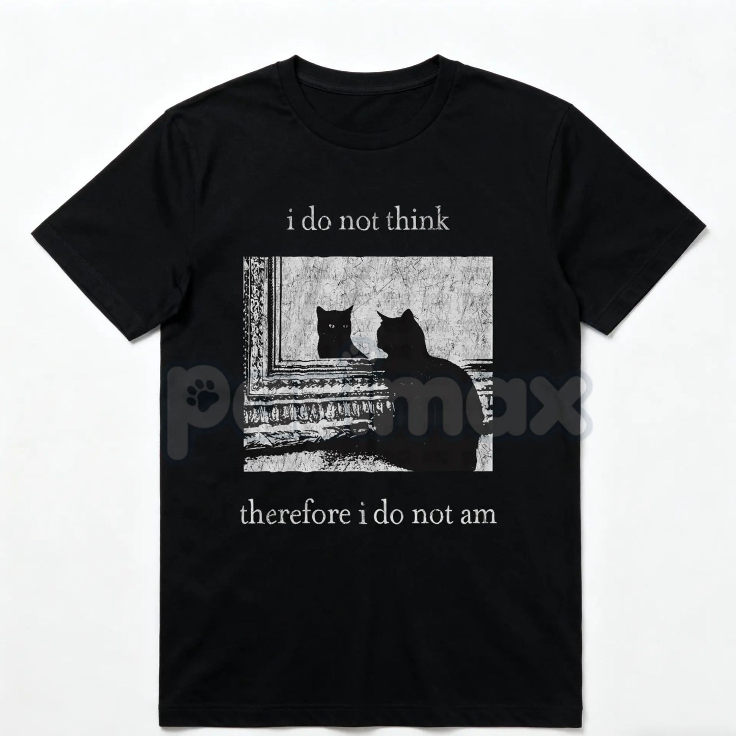 "I Do Not Think Cat Tee" Goth Clothing - Funny Graphic 90s Vintage T-Shirt, Men's Trendy Alt Style, Unisex Meme Apparel