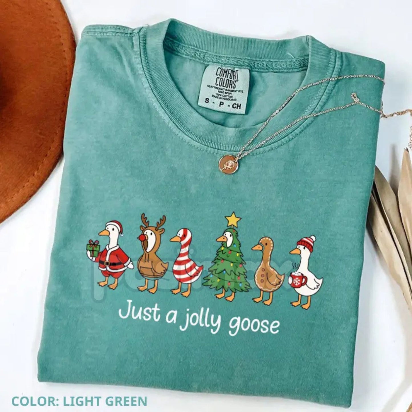 'Just a Jolly Goose' Comfort Colors® T-Shirt – Funny Christmas Tee, Silly Goose Festive Gift Graphic T-Shirt