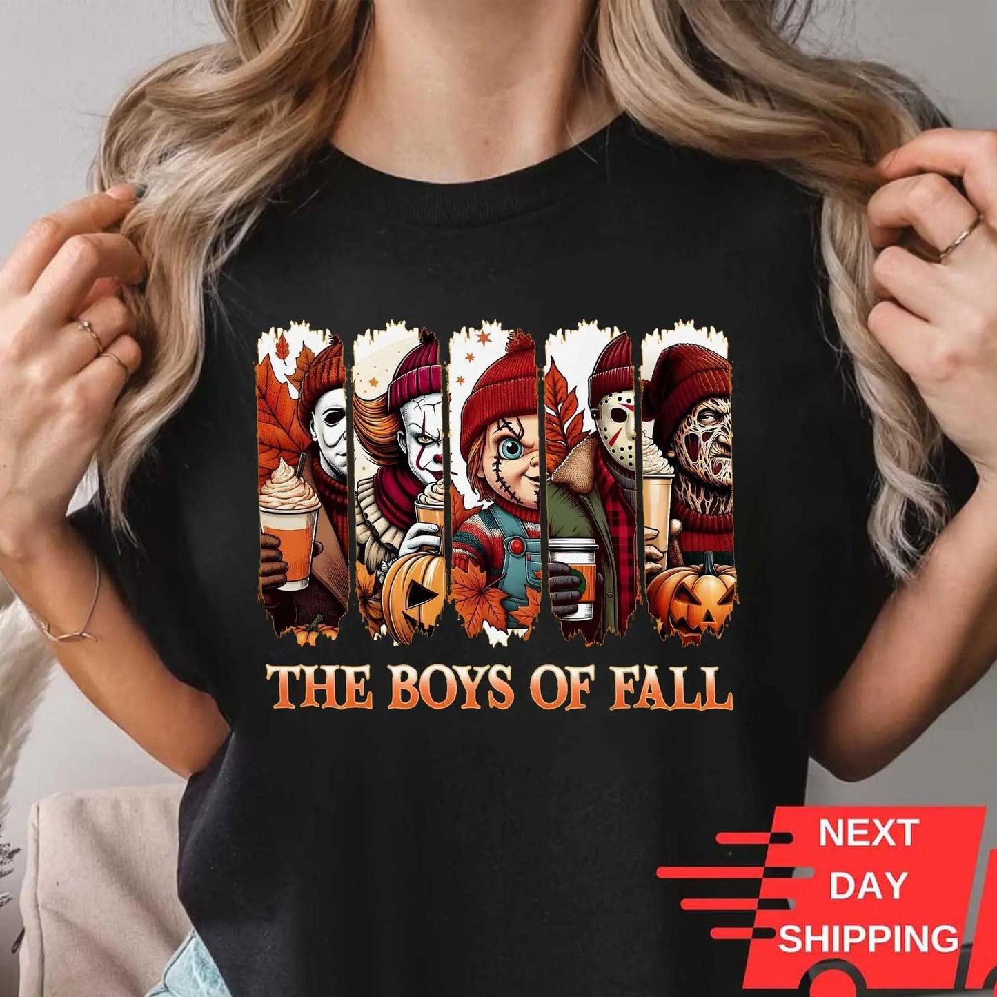 'The Boys Of Fall' Horror Shirt – Fall Vibes Halloween Tee, Horror Friends Autumn Shirt, Cozy Season Fan Gift, Unisex Graphic Top
