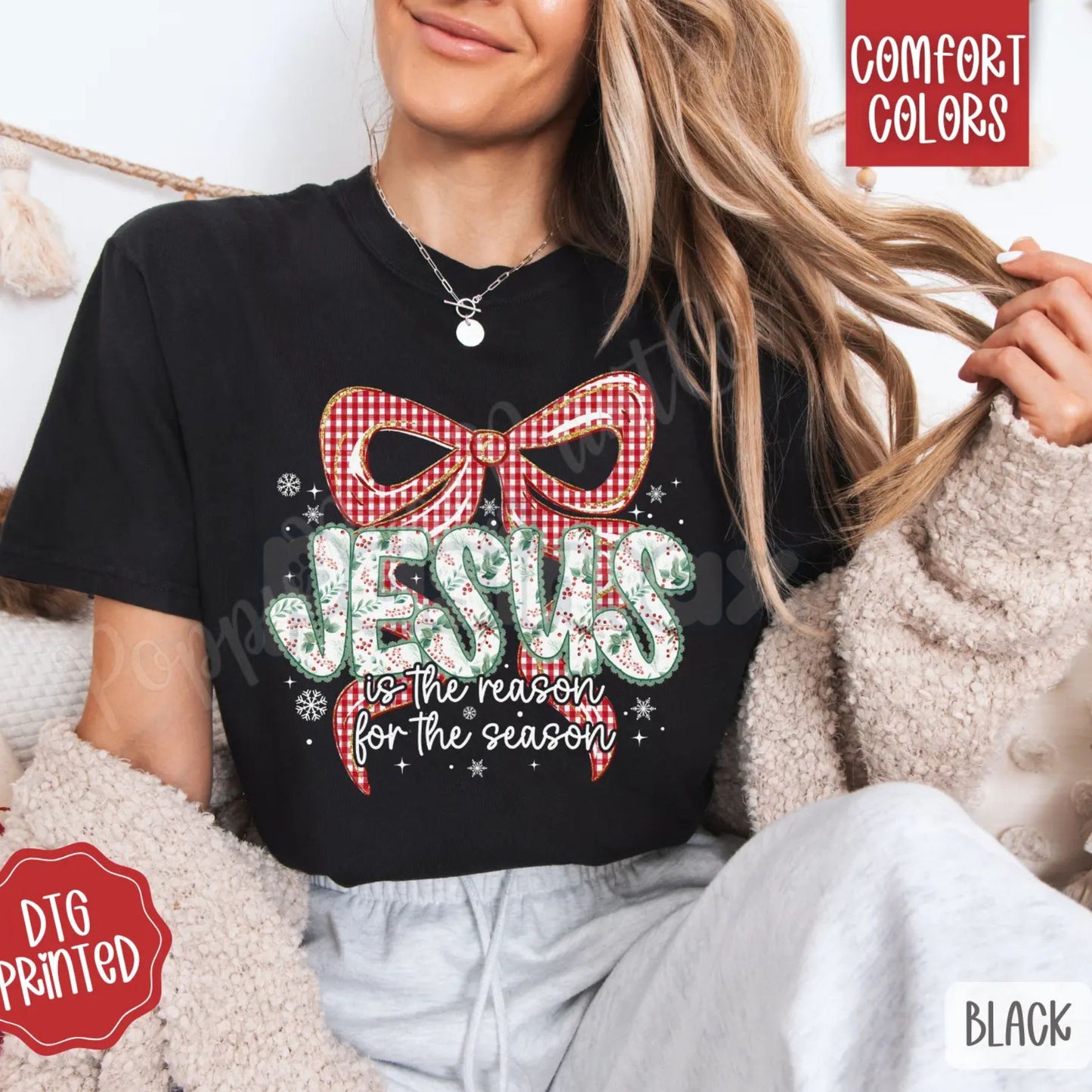 'Jesus Is The Reason For The Season' Comfort Colors® Tee – Modern Christian Christmas Shirt, Religious Women's Gift