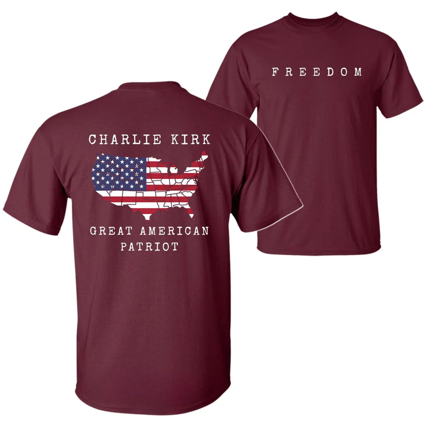 Charlie Kirk "Freedom & True Patriot" T-Shirt - American Statement Tee, Political Fan Apparel
