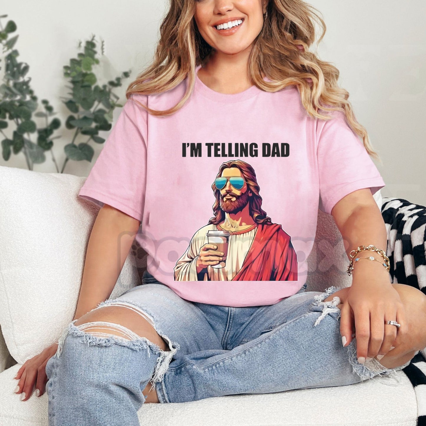 "I'm Telling Dad" Jesus Meme T-Shirt - Funny Religious Christian Humor Tee, Unisex Edgy Faith Slogan Shirt