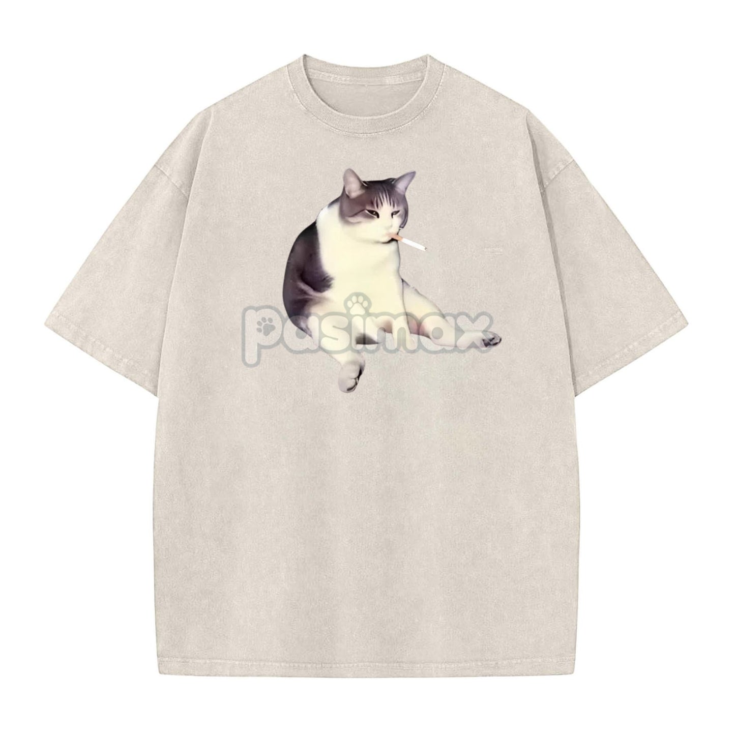 'Cat Smoke' Funny Animal Graphic Tee – Unisex Streetwear Cotton Comfort Shirt, Menswear Womenswear Cool Cat Tee