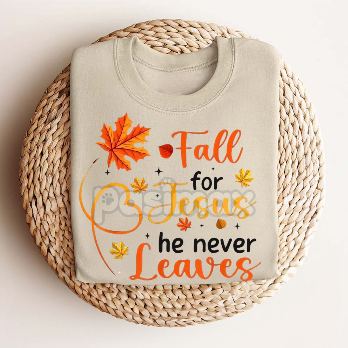 Fall For Jesus He Never Leaves T-Shirt – Autumn Christian Women's Faith Top