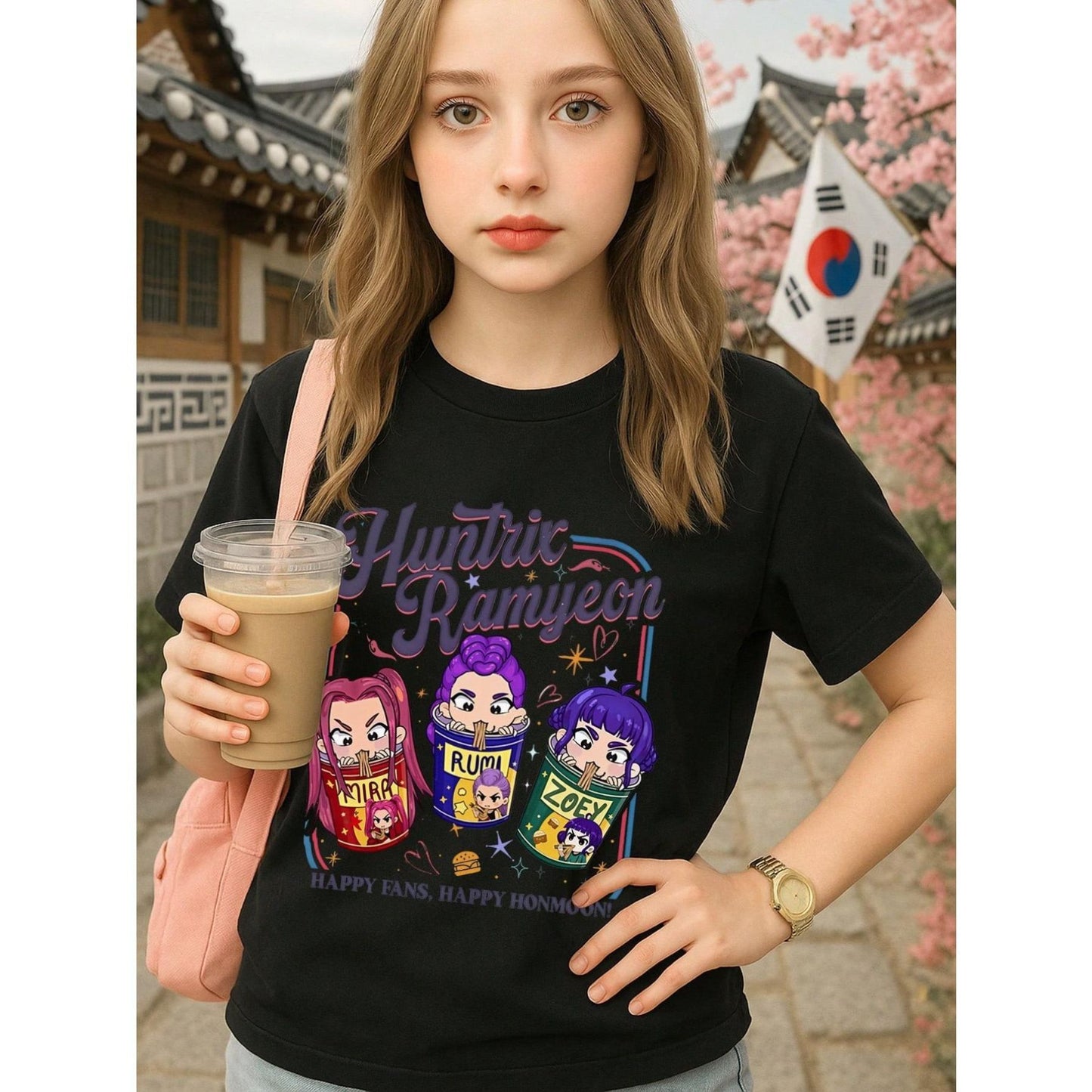 Rumi, Zoey & Mira "HUNTR/X" T-Shirt - Y2K KPOP Anime Graphic Tee, Back to School Clothes for Kids
